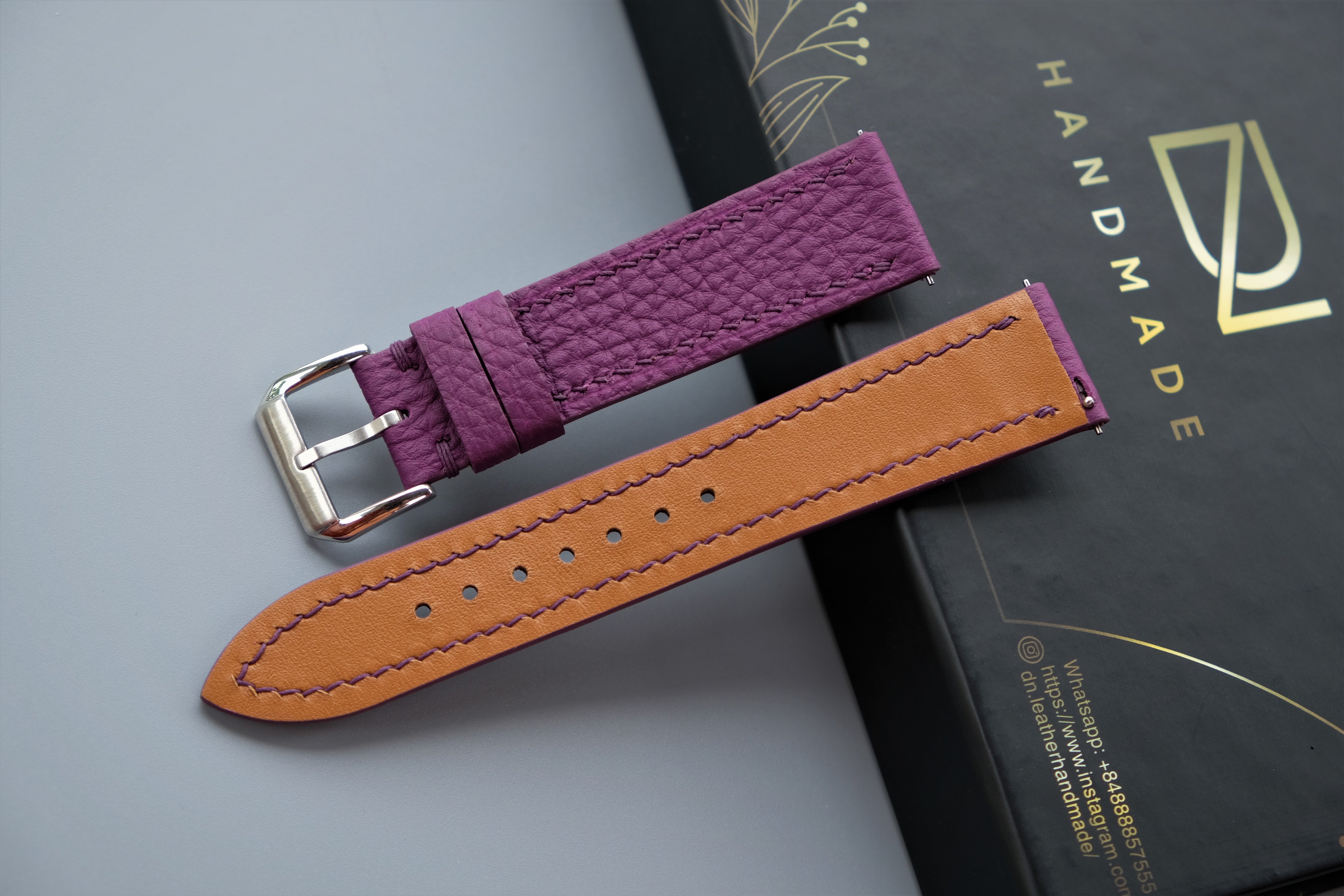 Purple Togo Calf Leather Watch Strap