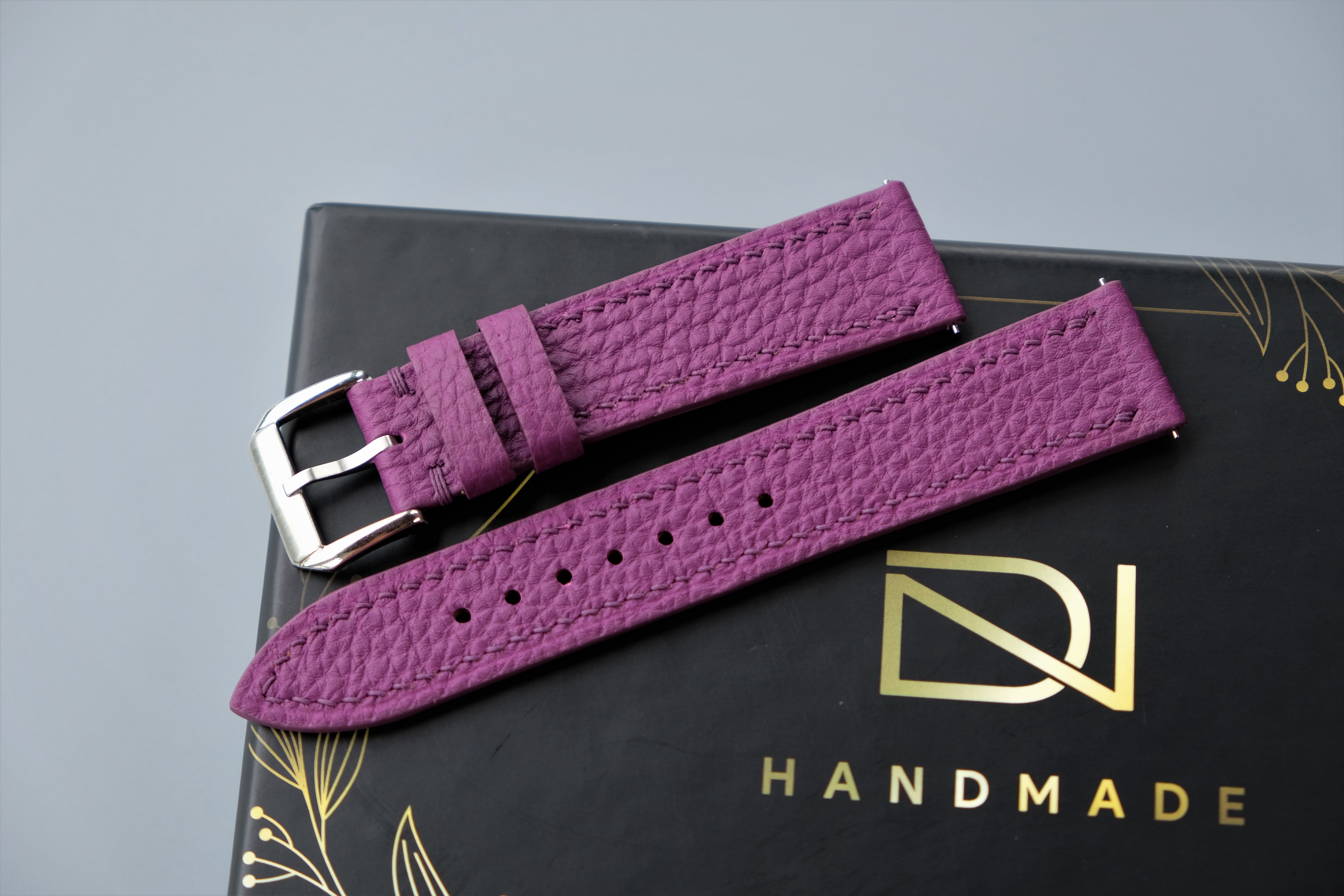 Purple Togo Calf Leather Watch Strap