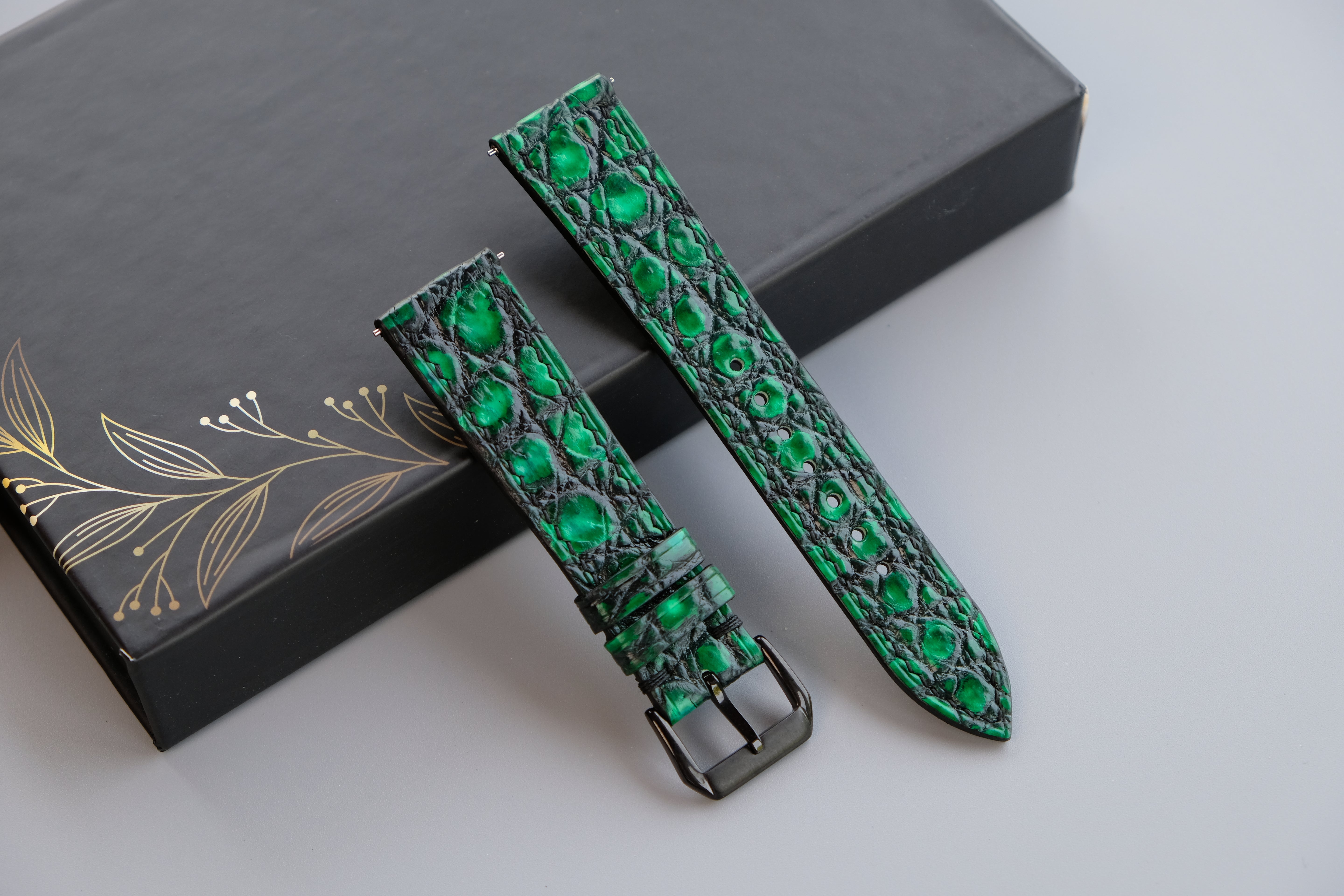 Hand-dyed Alligator Leather Watch Strap - Custom Sizes From 26mm to 10mm