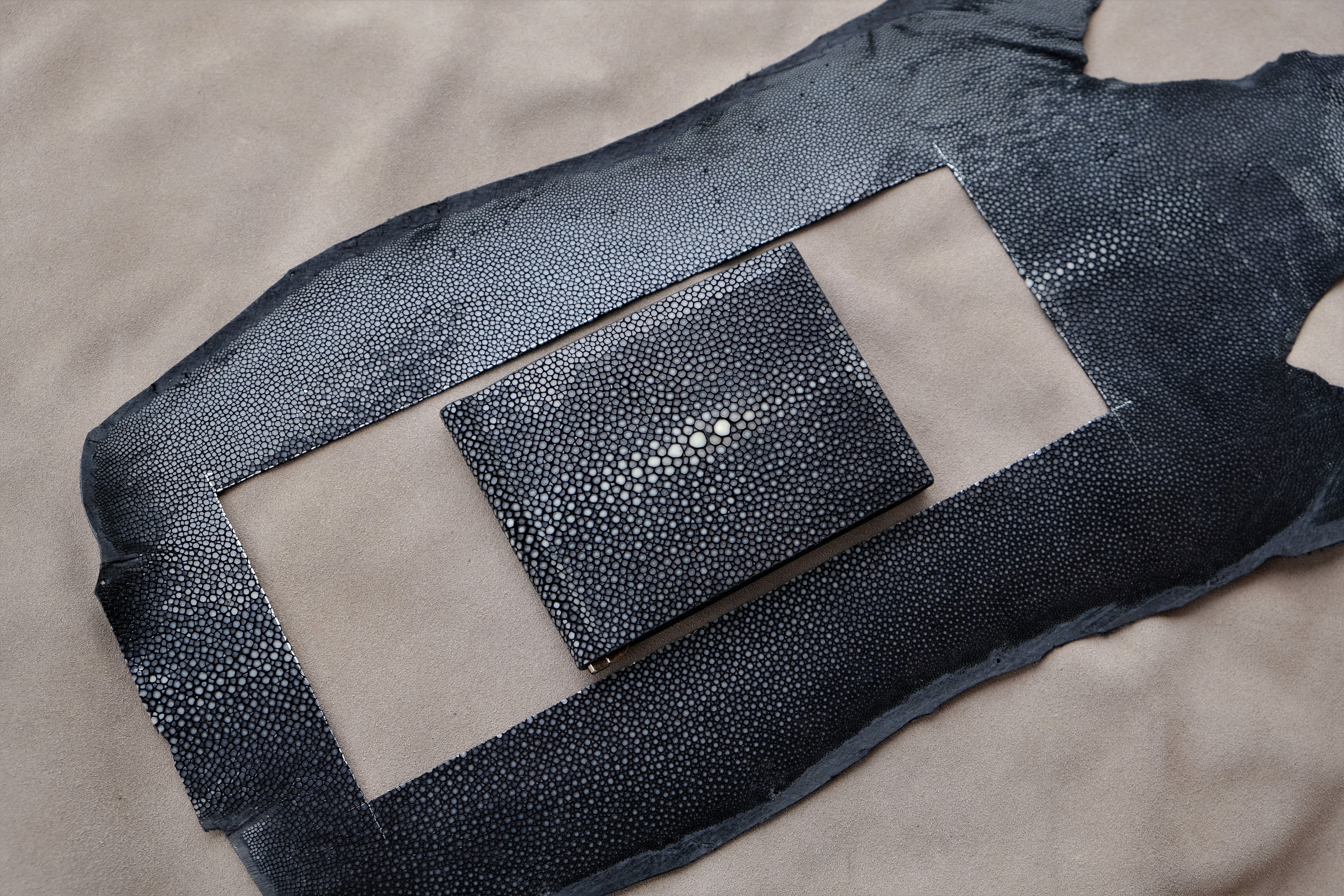 Black Stingray Leather Money Clip Wallet