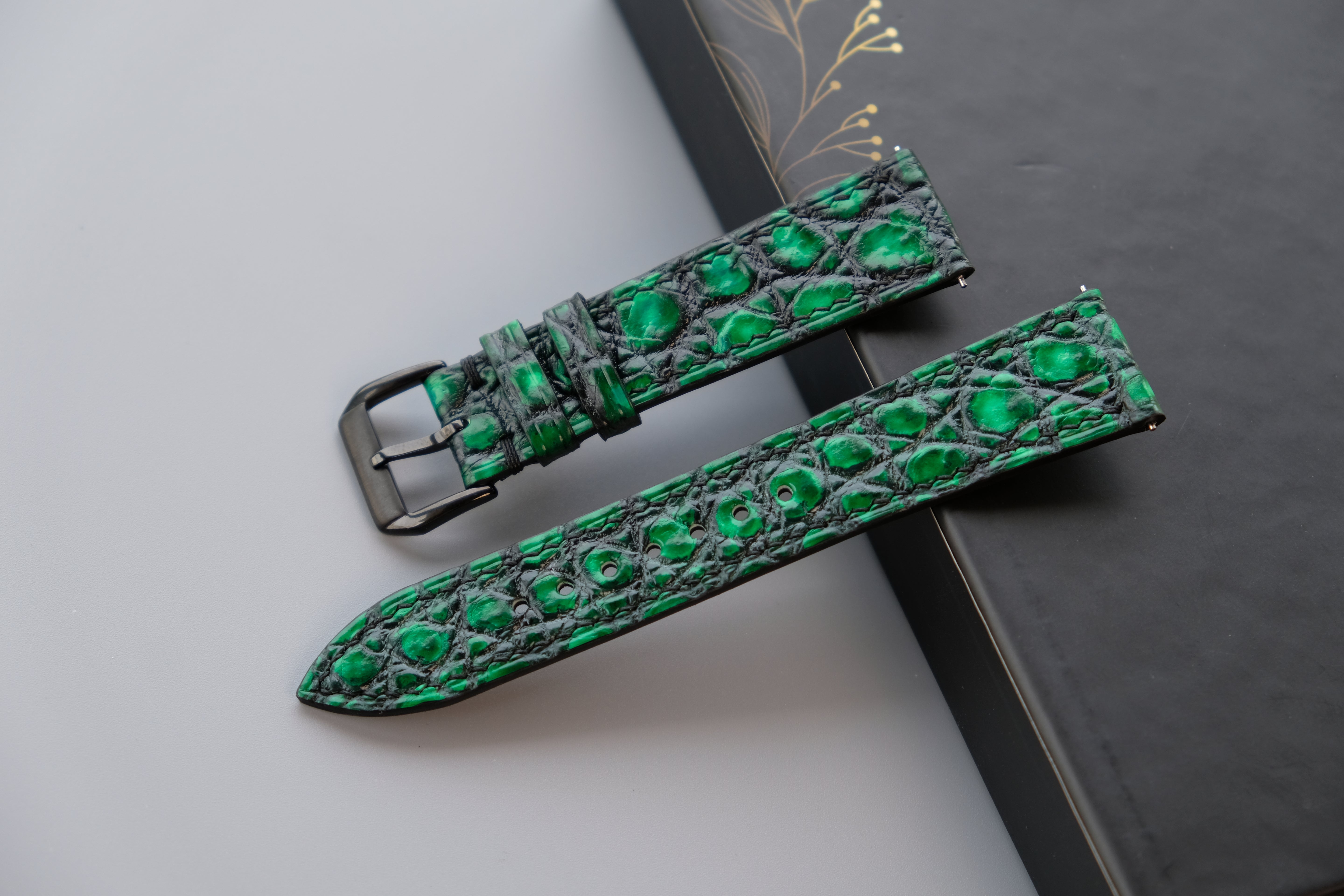 Hand-dyed Alligator Leather Watch Strap - Custom Sizes From 26mm to 10mm