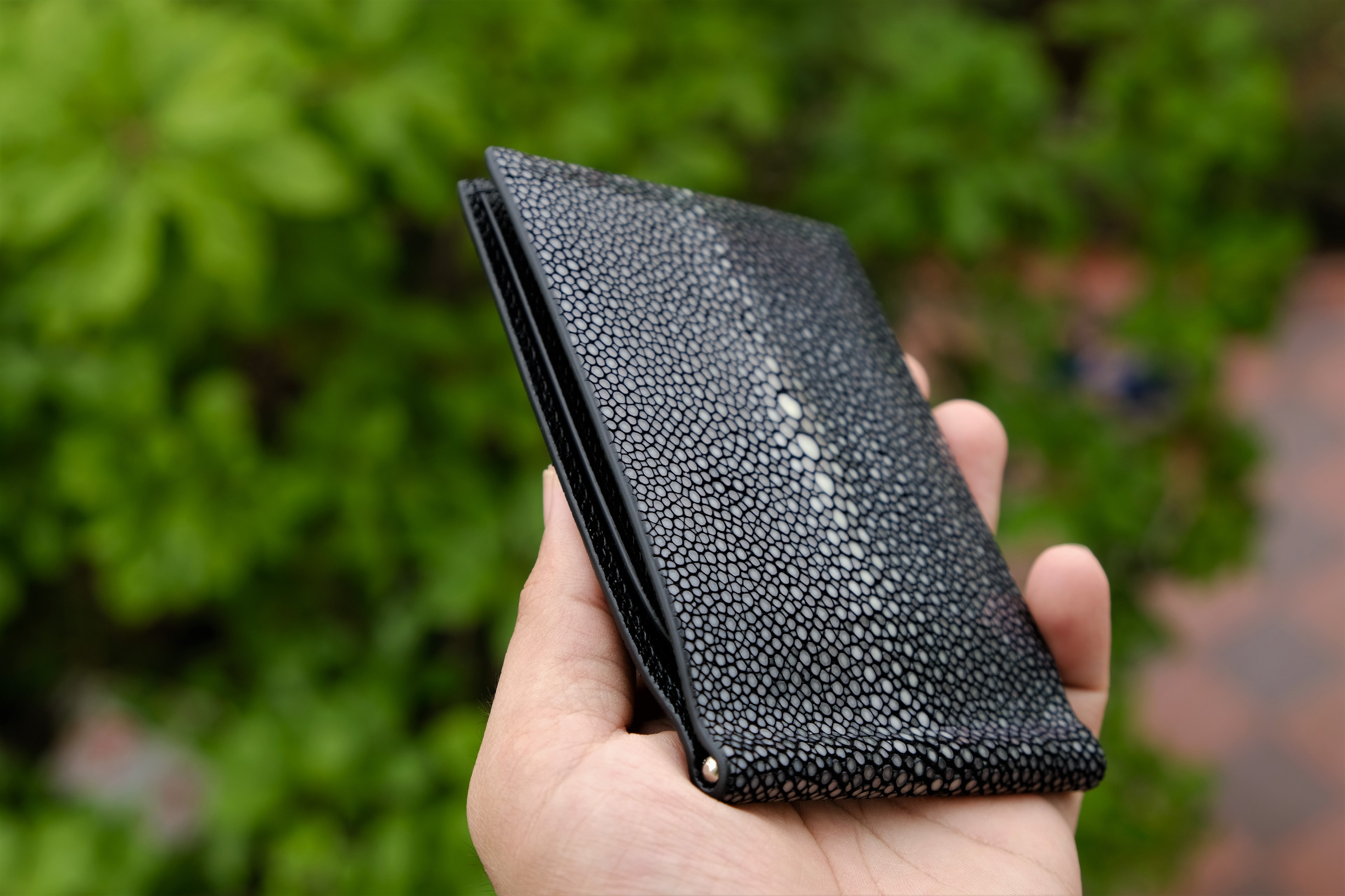 Black Stingray Leather Money Clip Wallet
