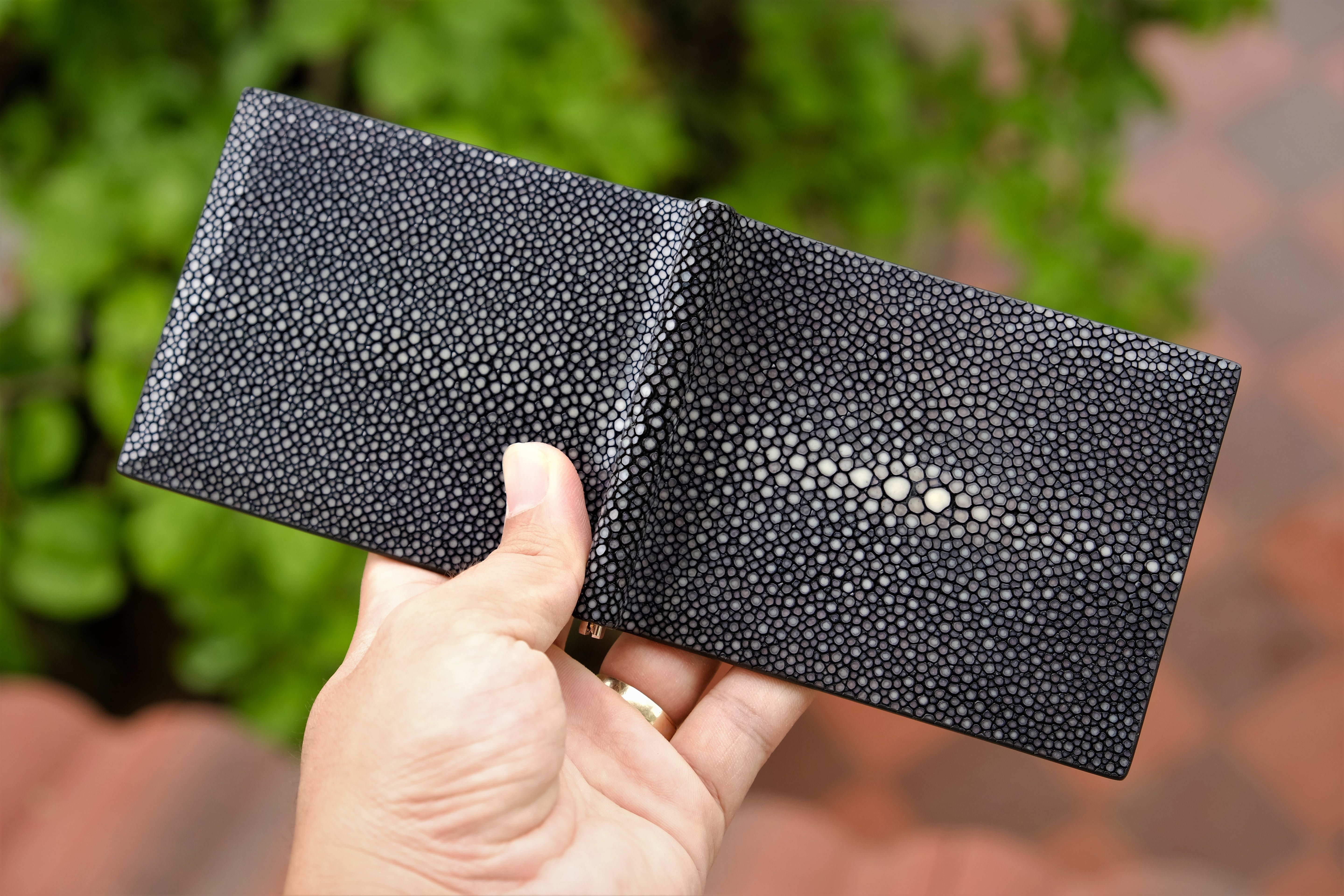 Black Stingray Leather Money Clip Wallet