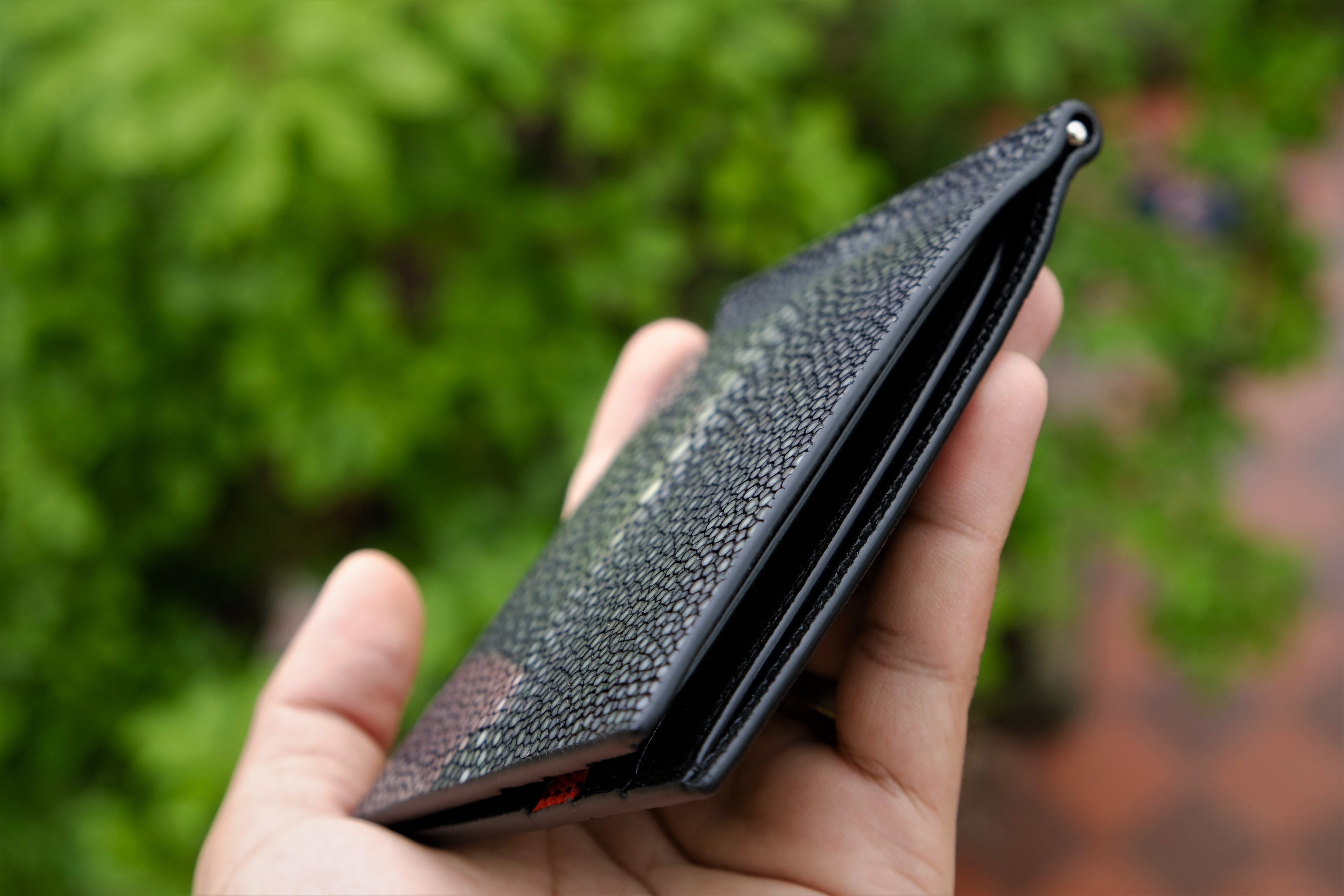 Black Stingray Leather Money Clip Wallet