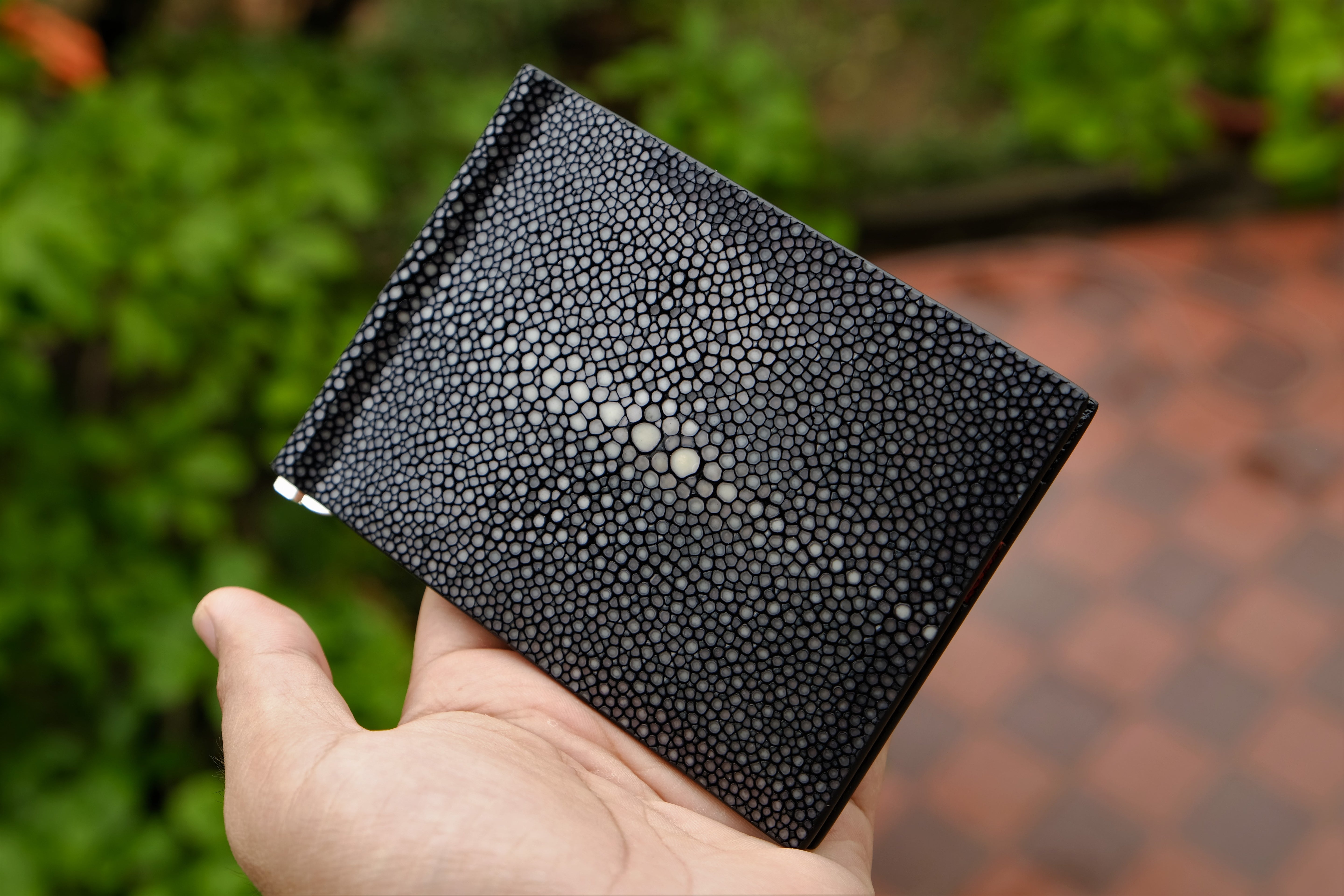 Black Stingray Leather Money Clip Wallet