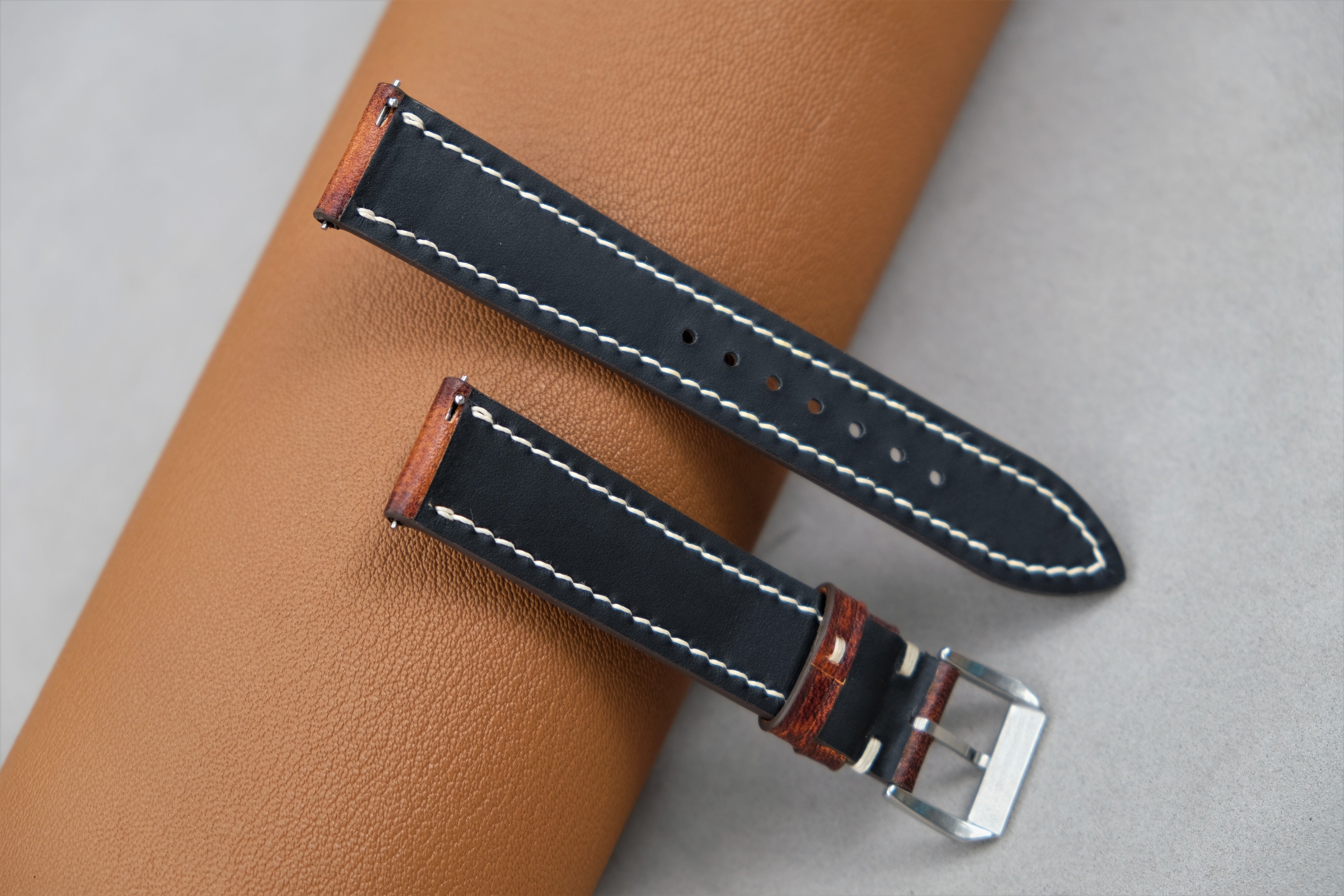 PATINA Light Brown Veg-Tan Leather Watch Strap – Custom Sizes 16mm to 26mm