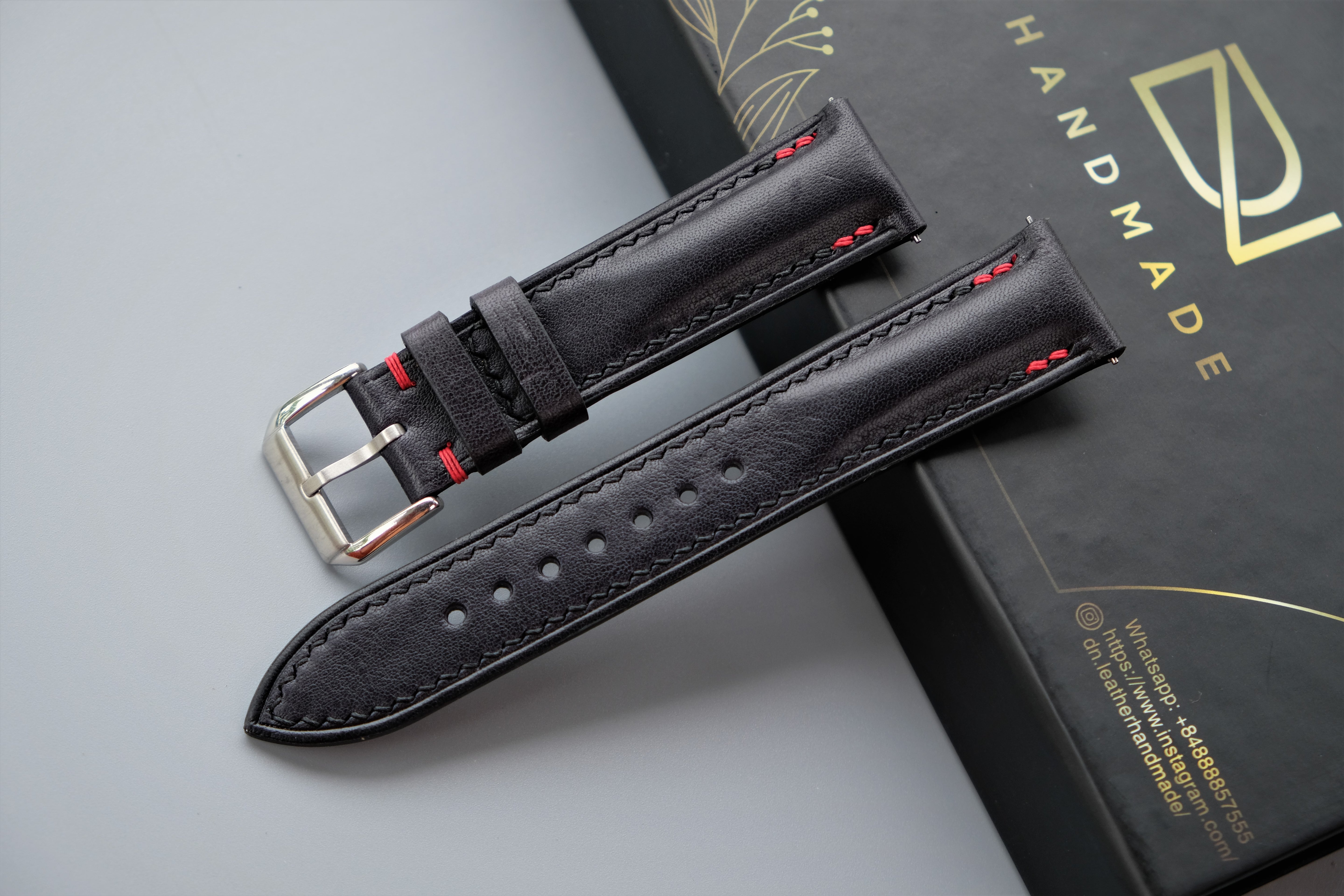 Dark Blue Vachetta Calf Leather Watch Strap – Custom Sizes 10mm to 26mm