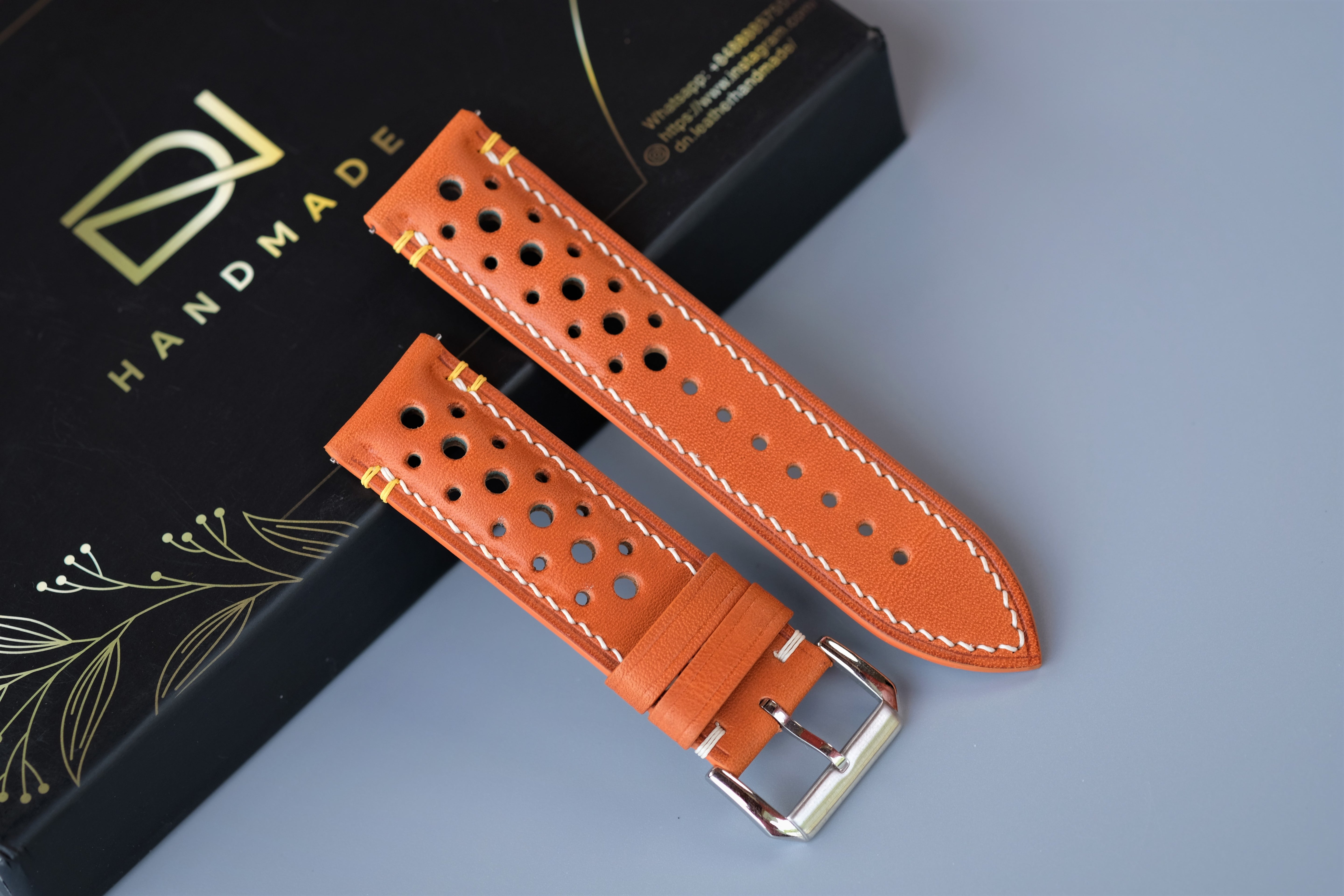 Rally Light Orange BUTTERO Leather Watch Strap