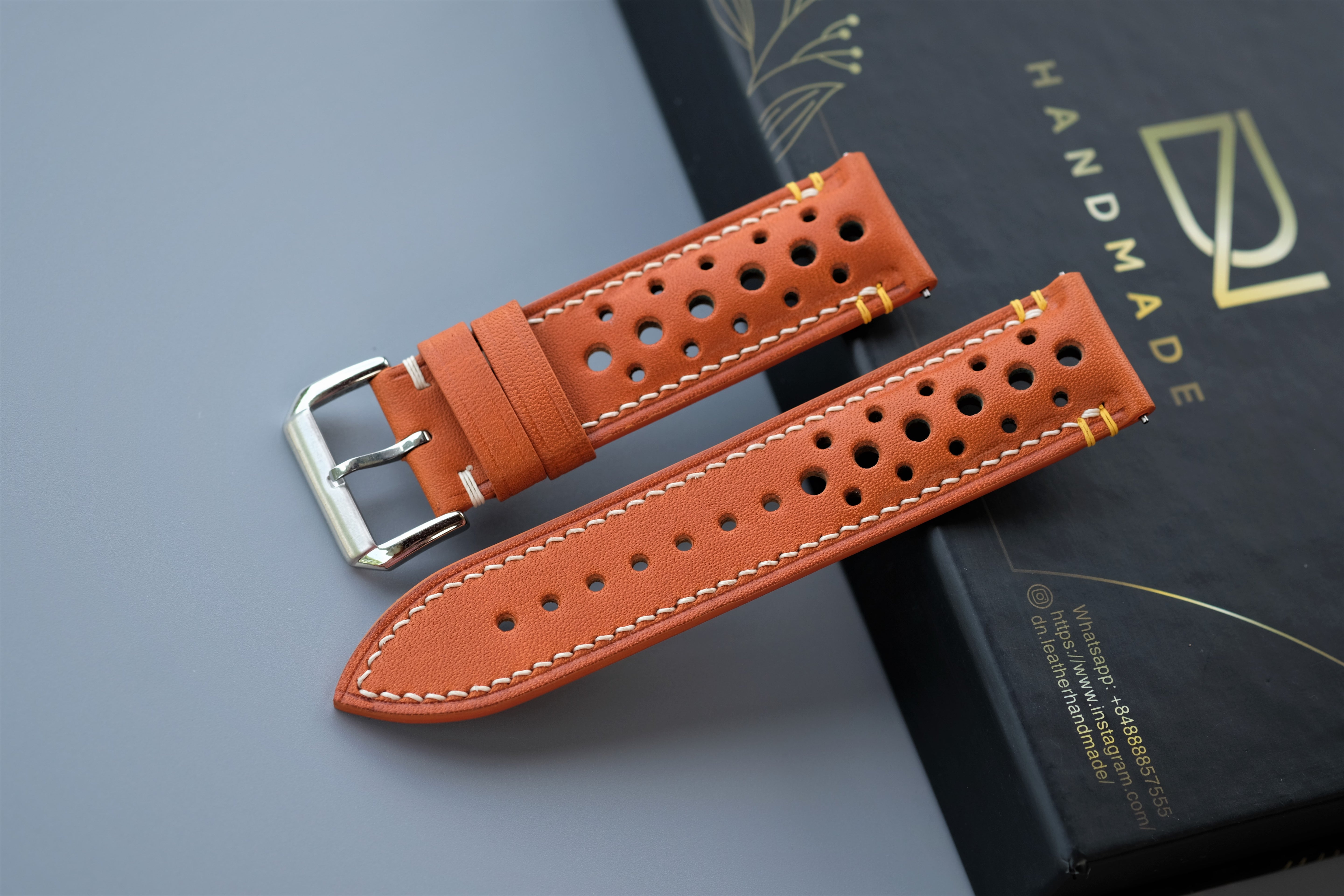 Rally Light Orange BUTTERO Leather Watch Strap