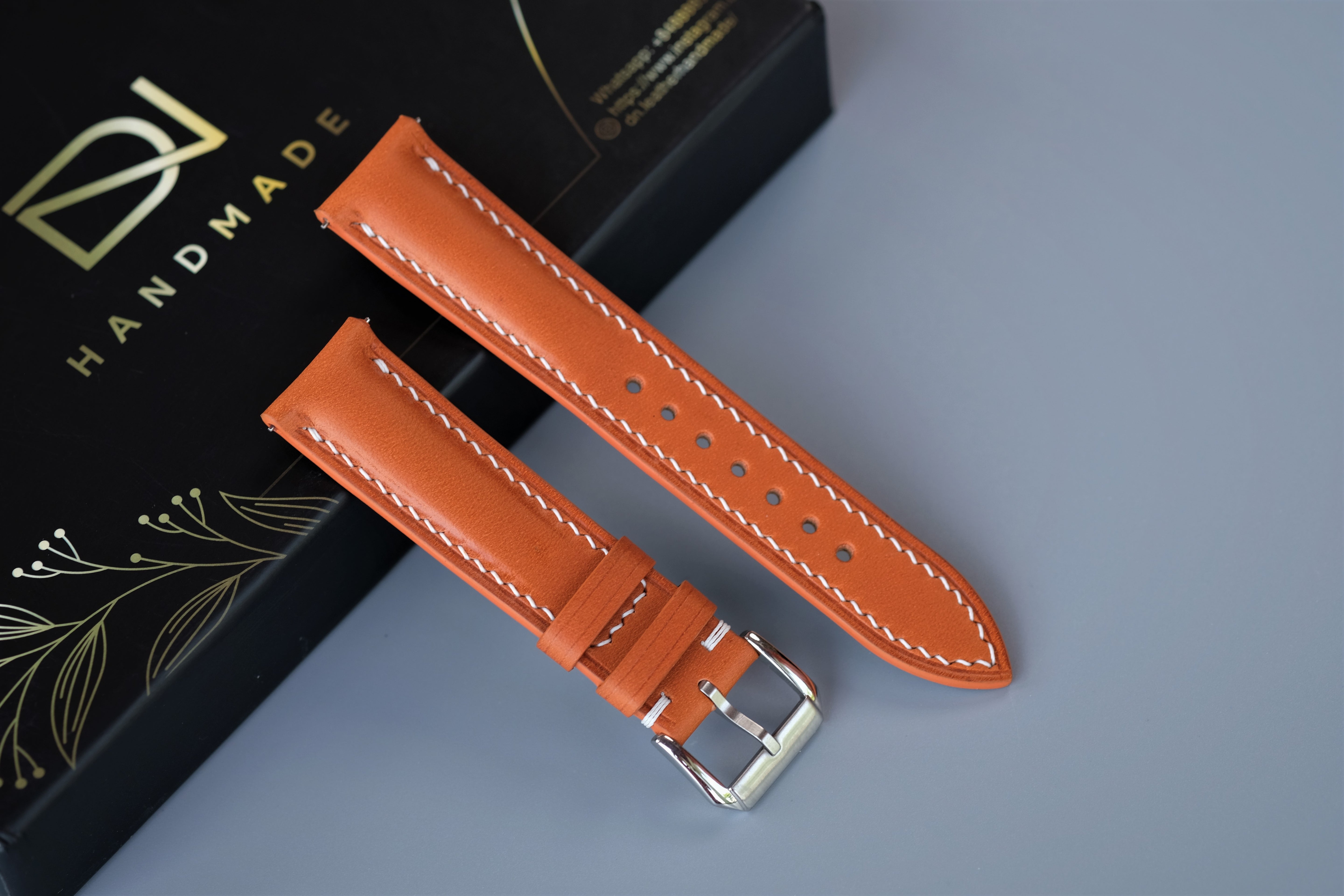 Light Orange BUTTERO Leather Watch Strap – Custom Sizes 10mm to 26mm