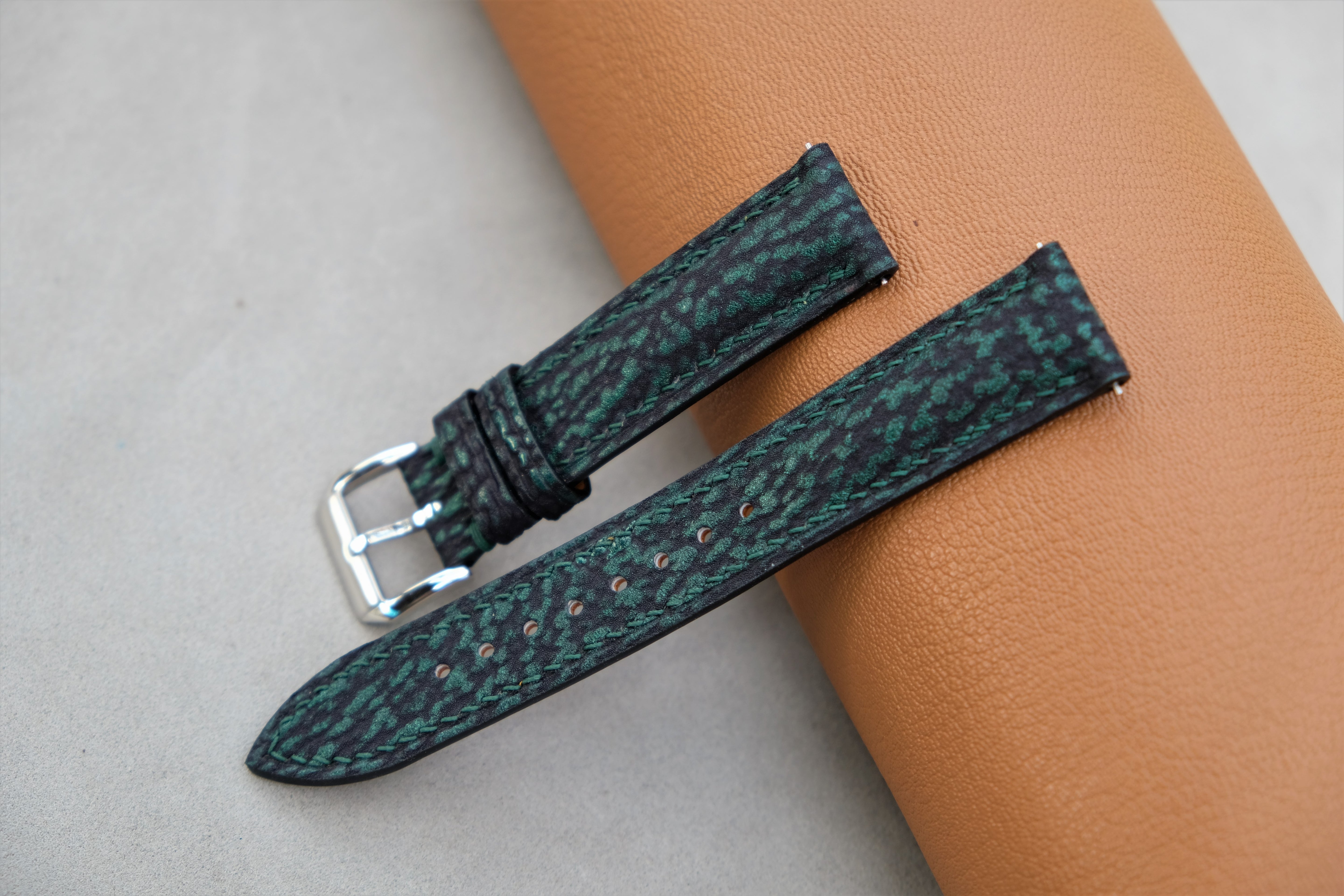 Green Shark Leather Watch Strap