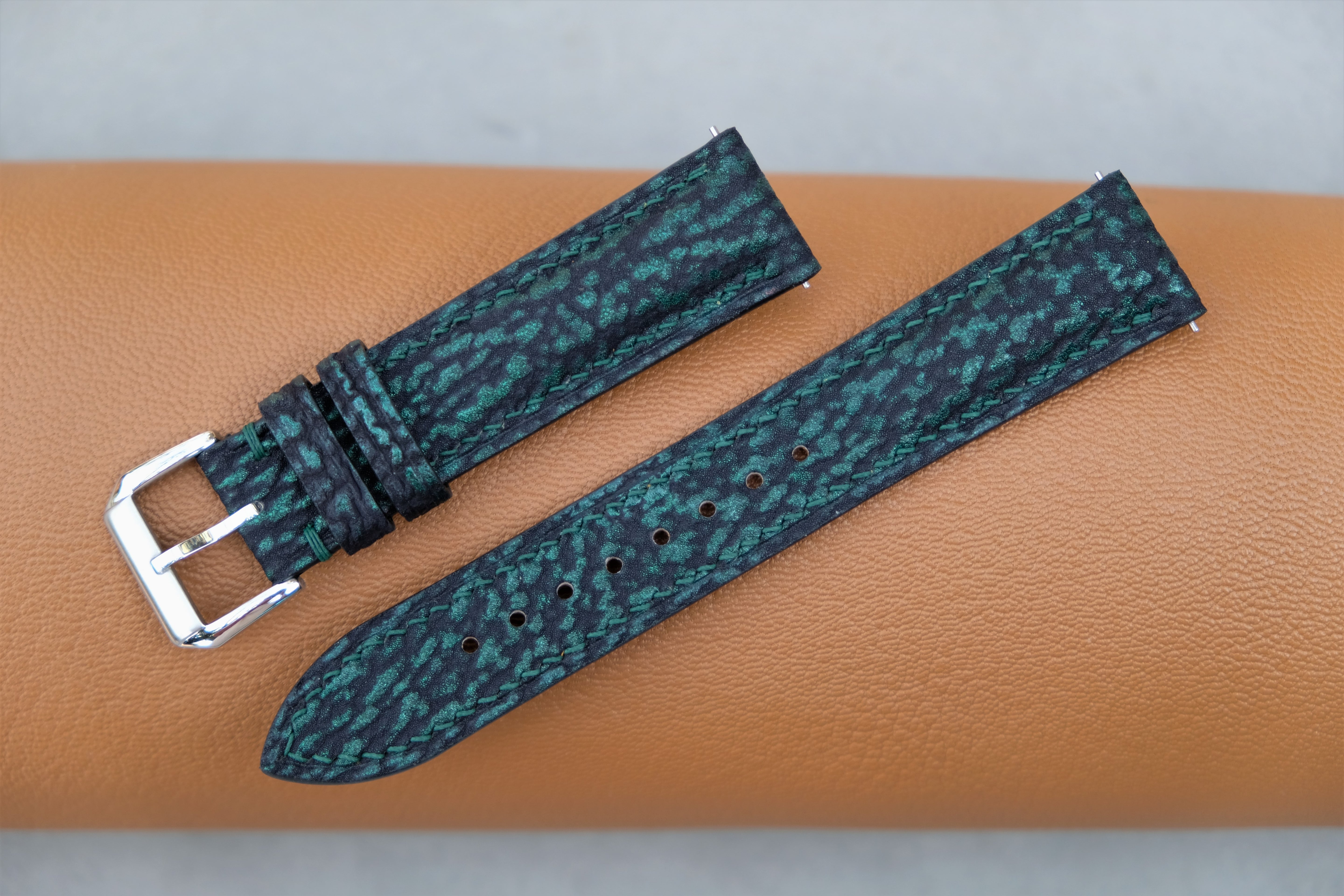 Green Shark Leather Watch Strap