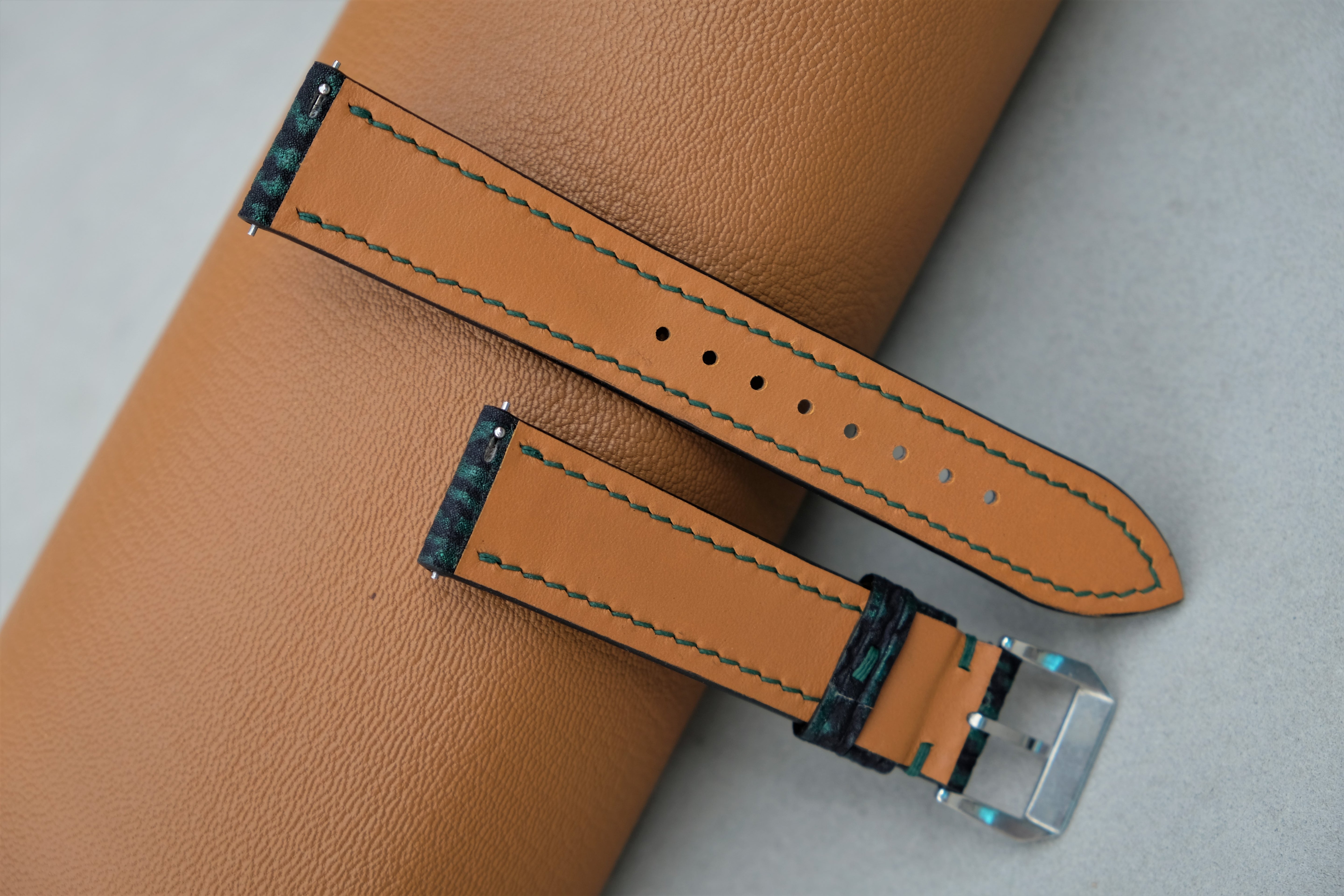 Green Shark Leather Watch Strap