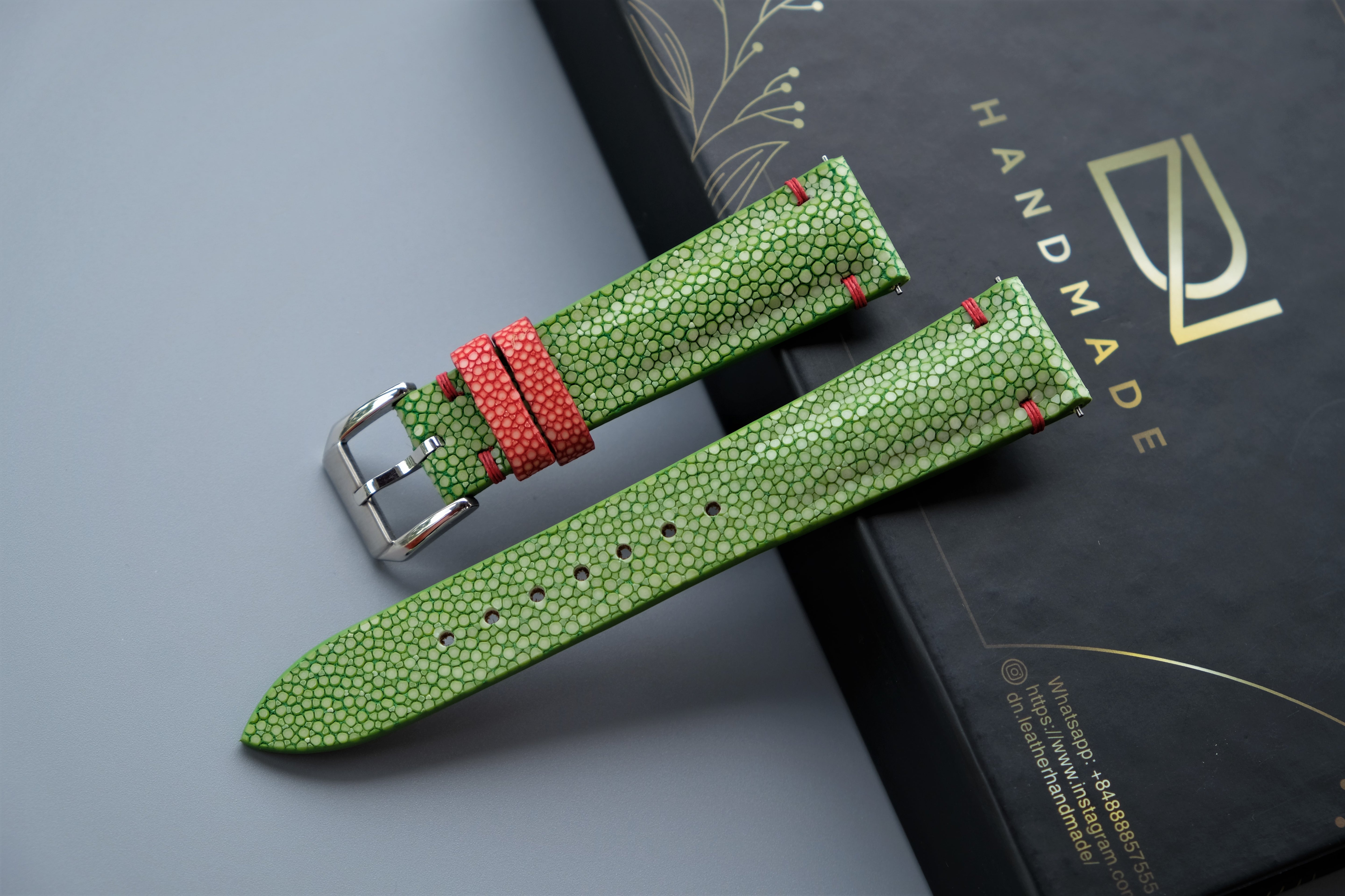 Green Stingray Leather Watch Strap – Custom Sizes 10mm to 26mm
