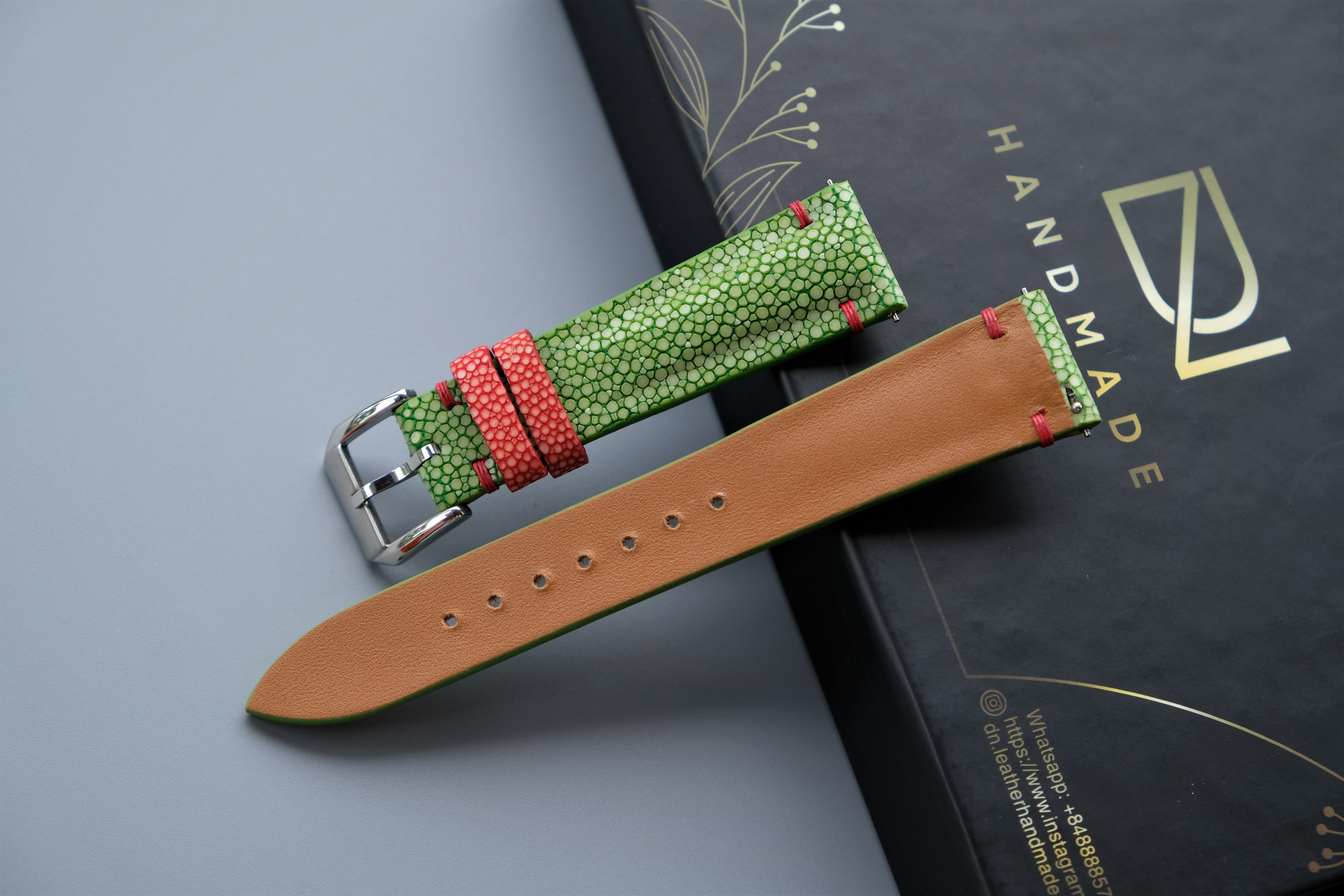 Green Stingray Leather Watch Strap – Custom Sizes 10mm to 26mm