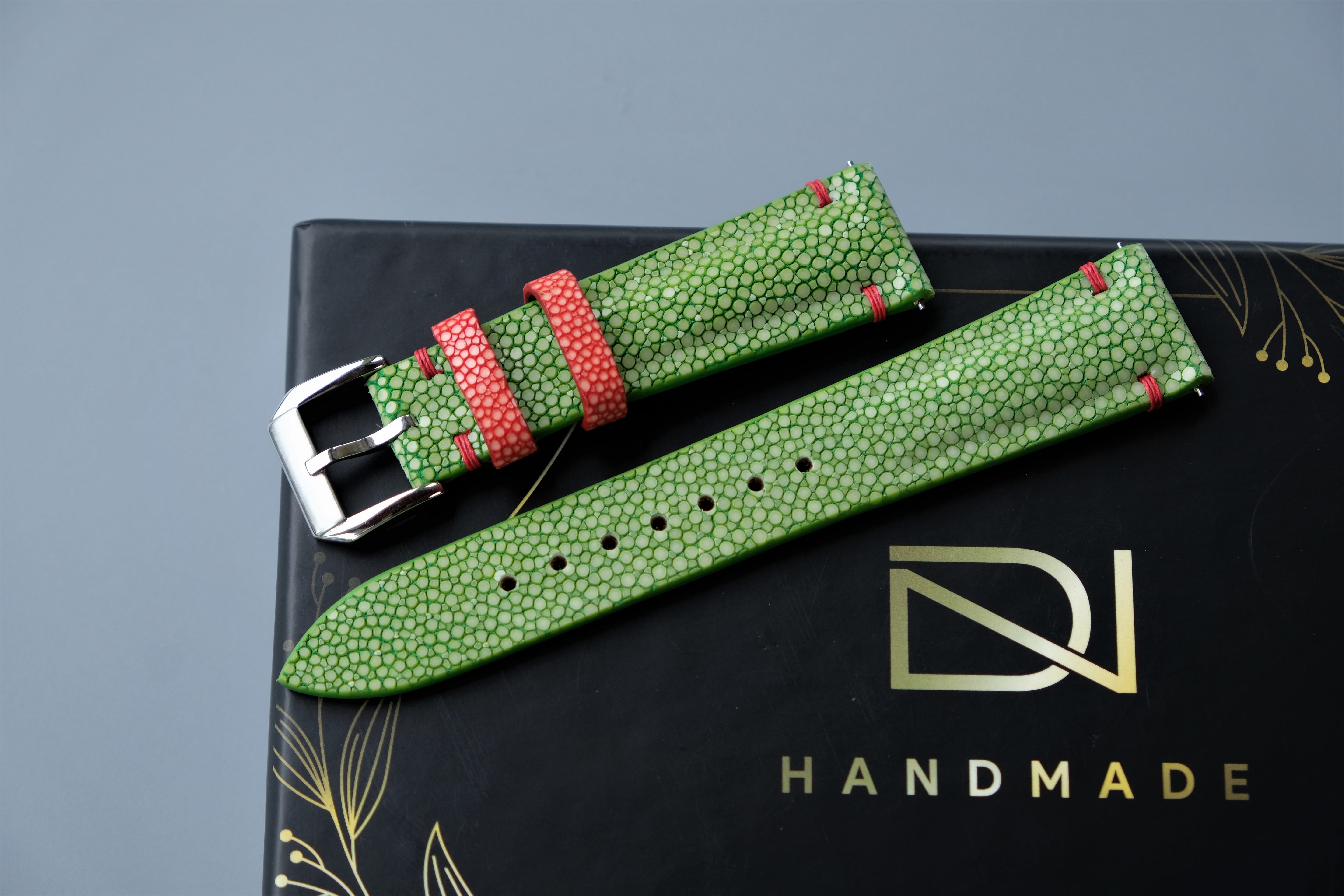 Green Stingray Leather Watch Strap – Custom Sizes 10mm to 26mm