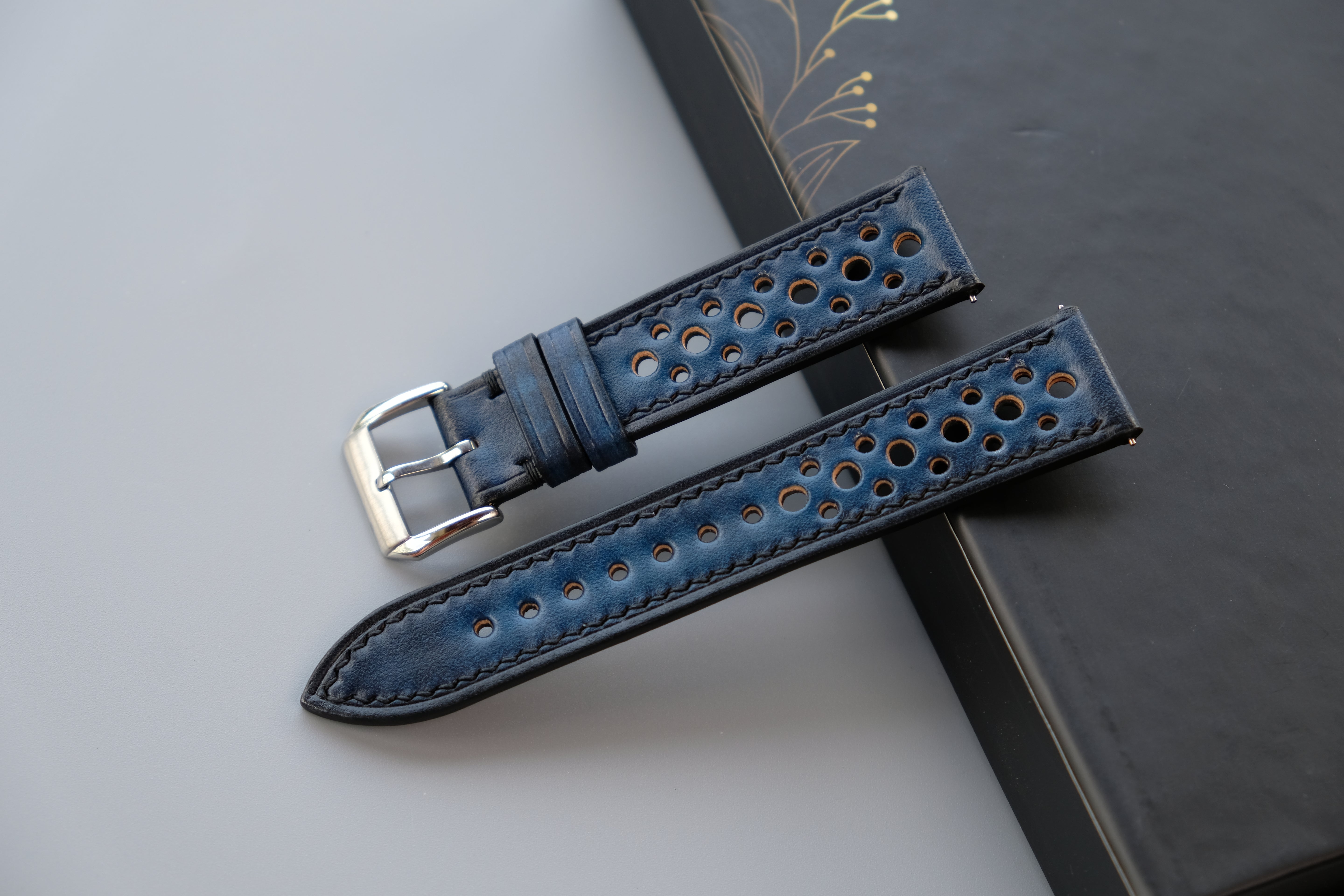 PATINA Royal Blue Veg-Tan Leather Watch Strap – Custom Sizes 16mm to 26mm