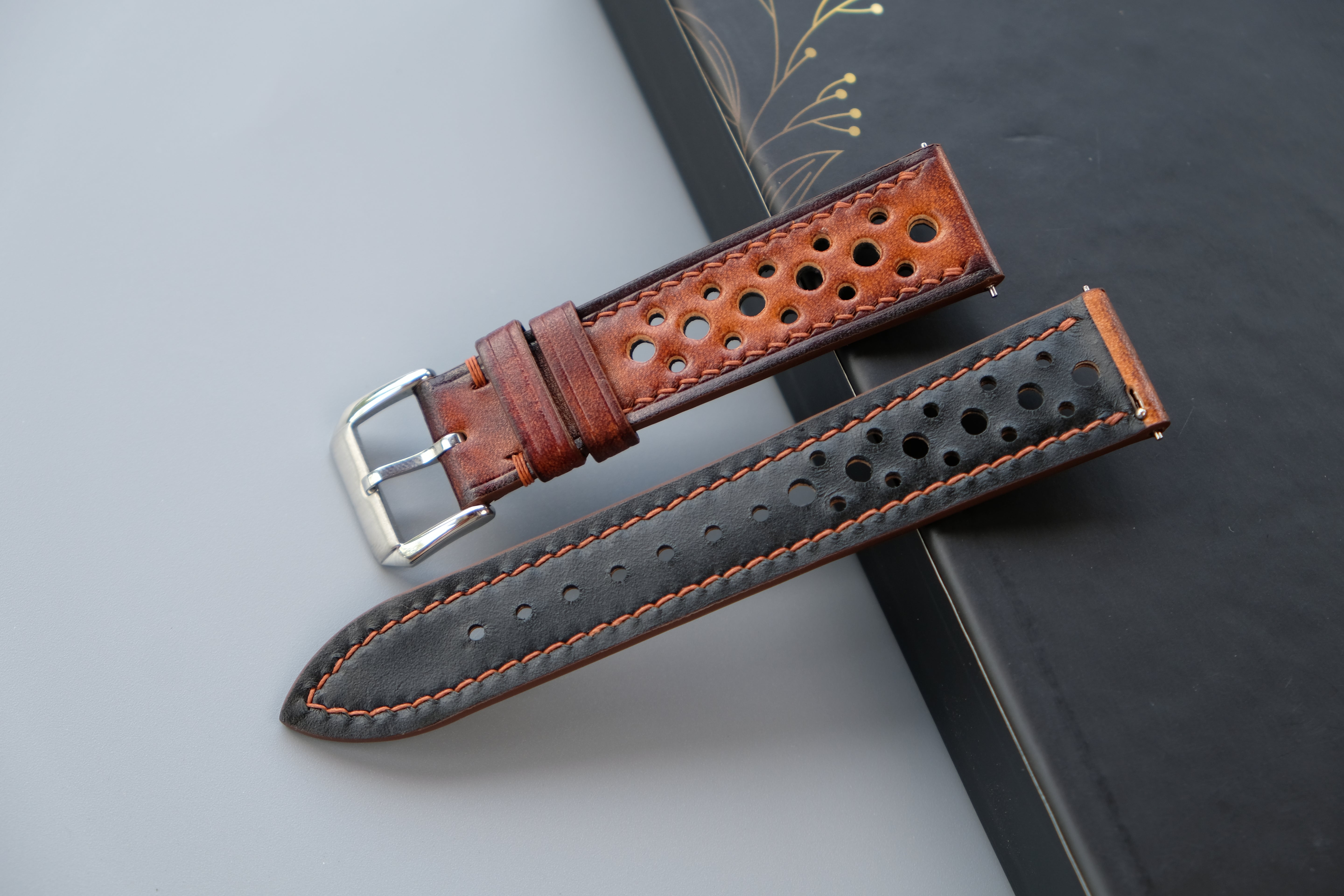 PATINA Light Brown Veg-Tan Leather Watch Strap – Custom Sizes 16mm to 26mm.