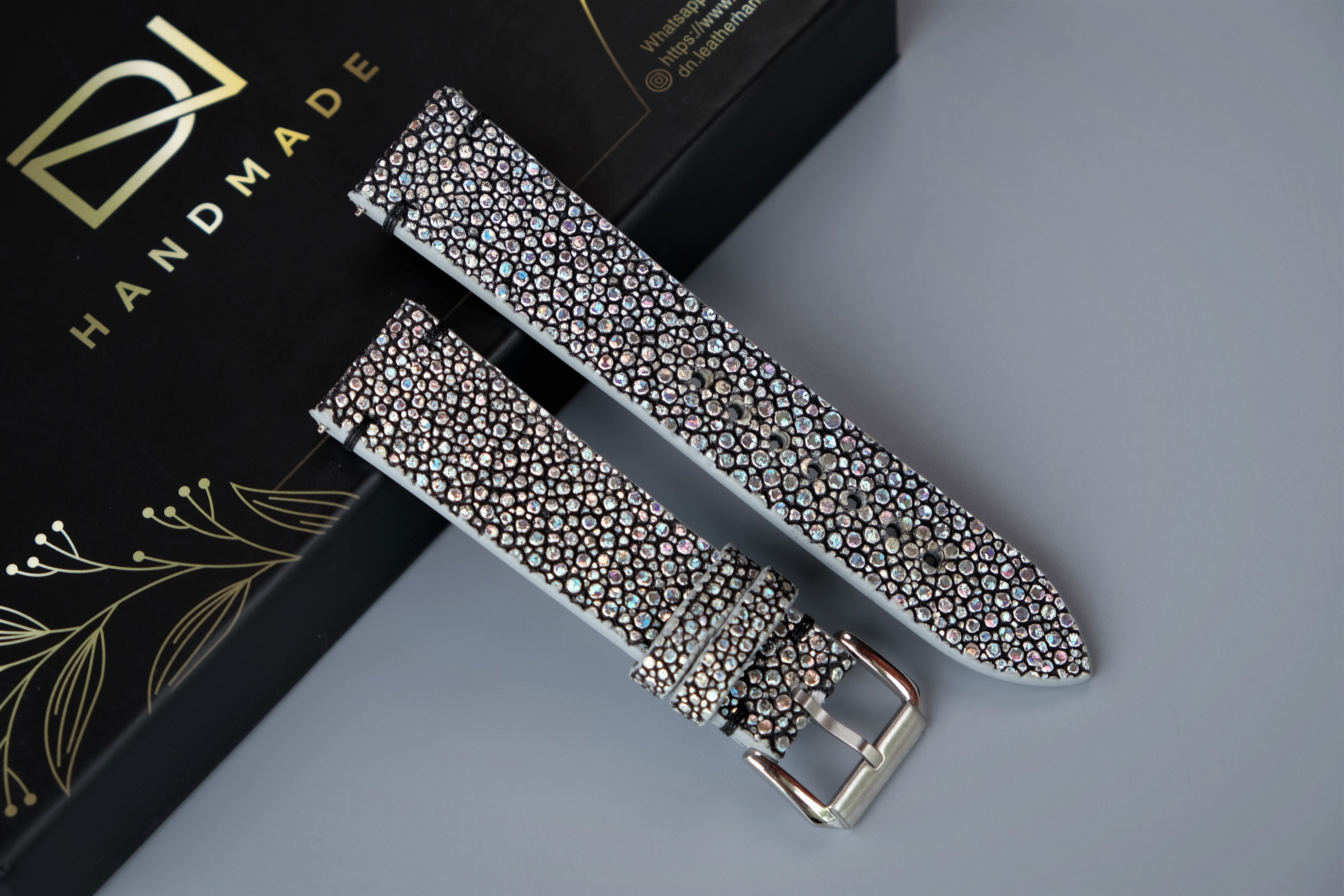 Pearl color Stingray Leather Watch Strap – Custom Sizes 10mm to 26mm
