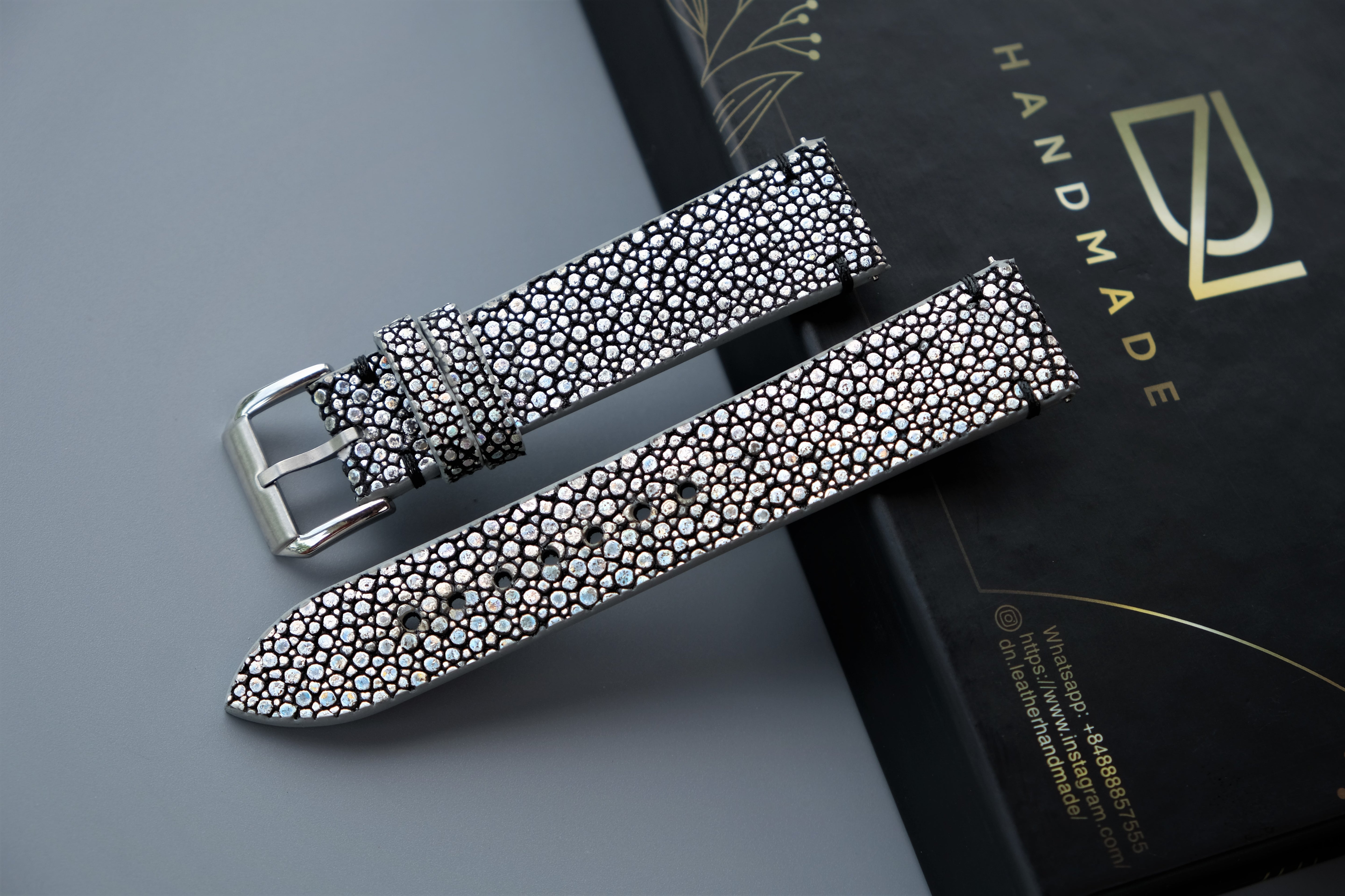 Pearl color Stingray Leather Watch Strap – Custom Sizes 10mm to 26mm
