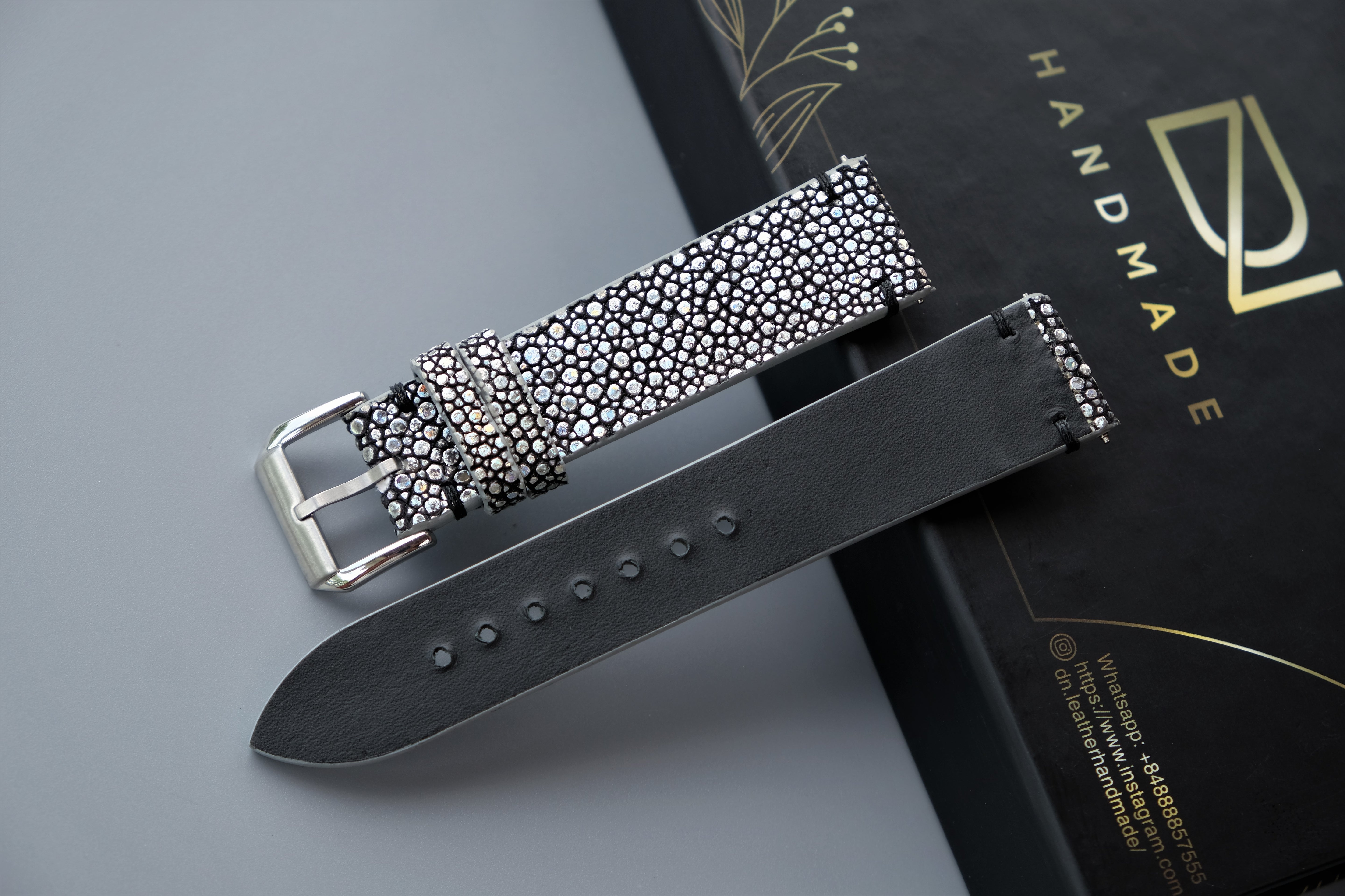 Pearl color Stingray Leather Watch Strap – Custom Sizes 10mm to 26mm