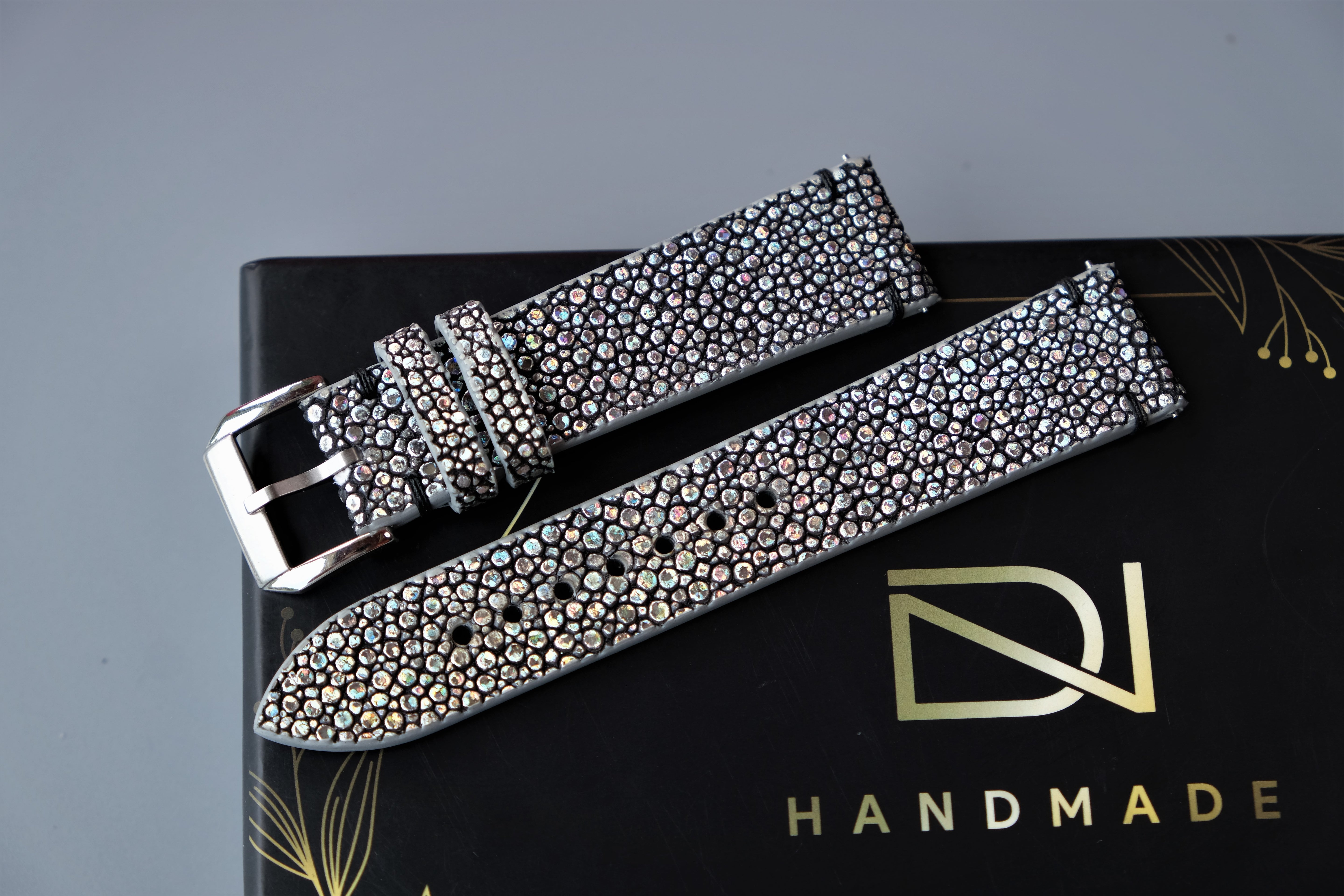 Pearl color Stingray Leather Watch Strap – Custom Sizes 10mm to 26mm