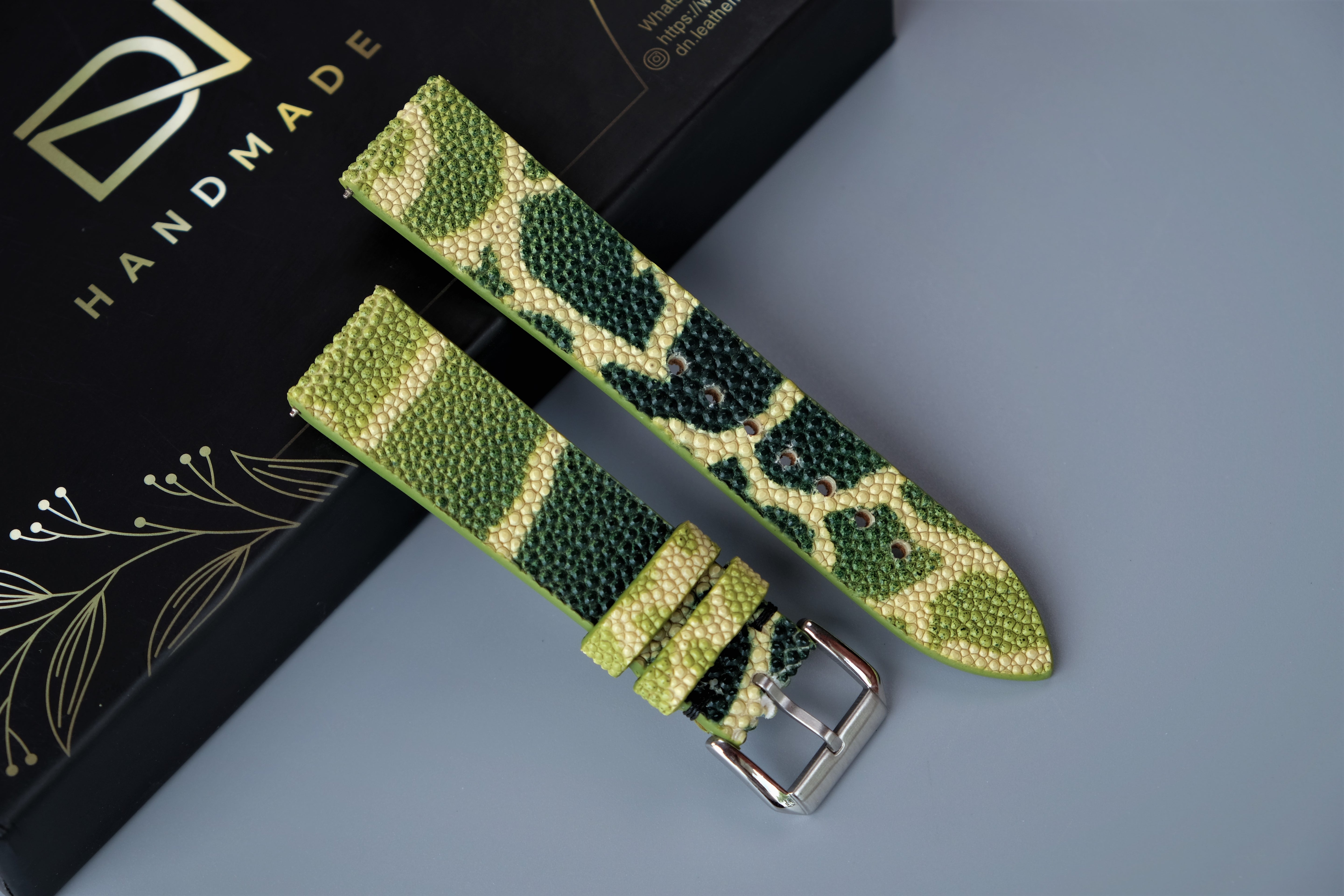 Green Stingray Leather Watch Strap – Custom Sizes 10mm to 26mm