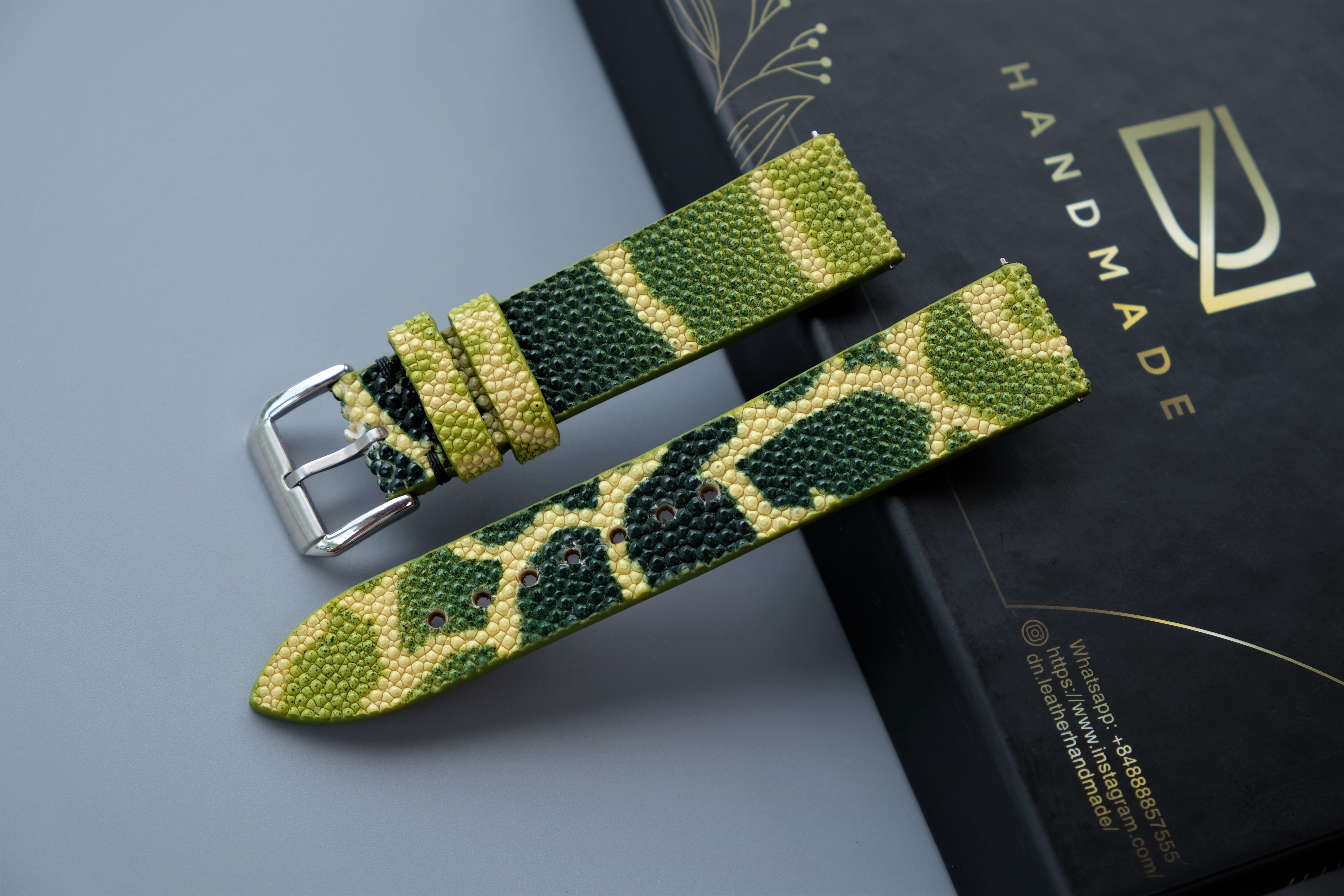 Green Stingray Leather Watch Strap – Custom Sizes 10mm to 26mm