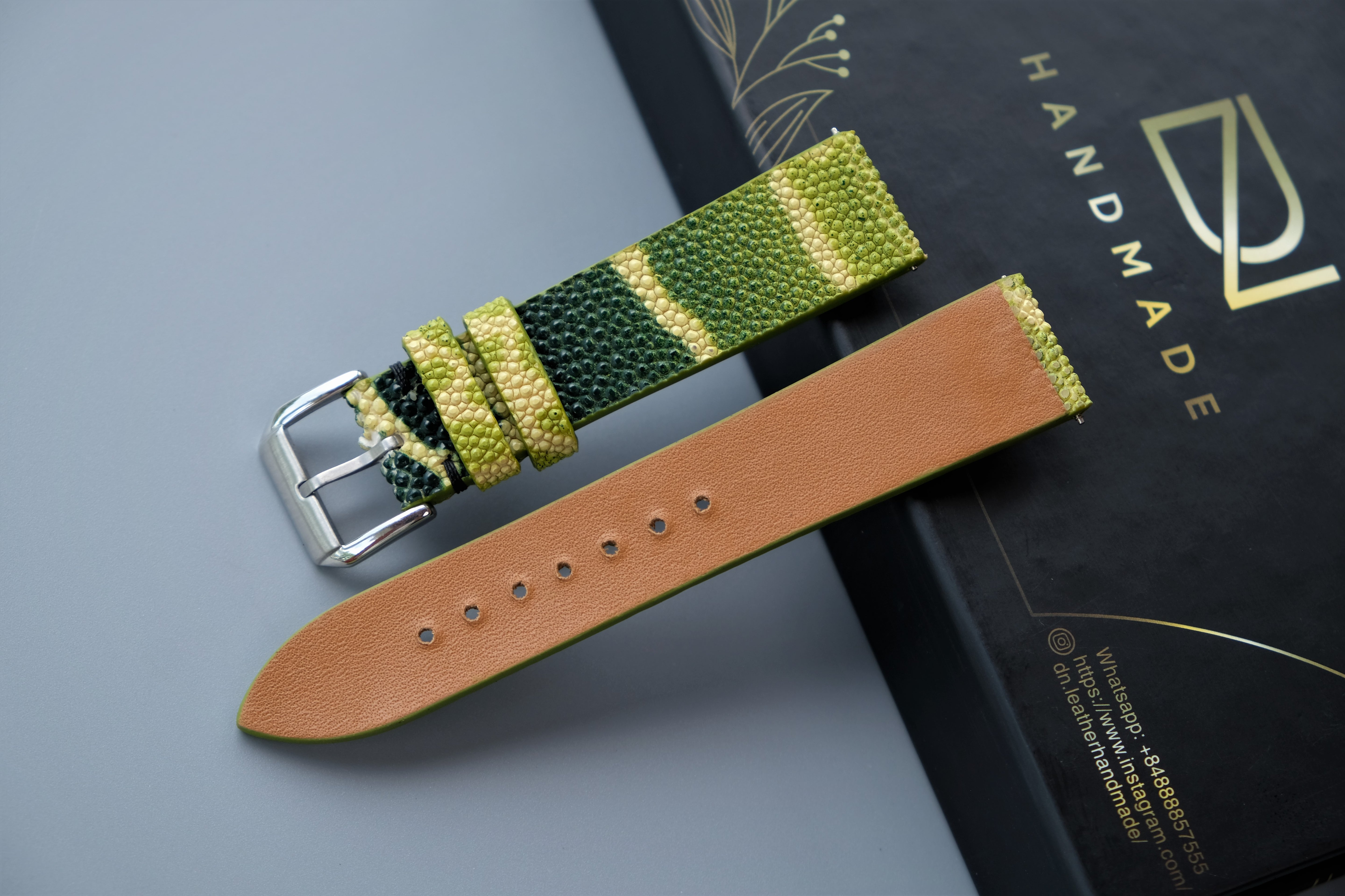 Green Stingray Leather Watch Strap – Custom Sizes 10mm to 26mm