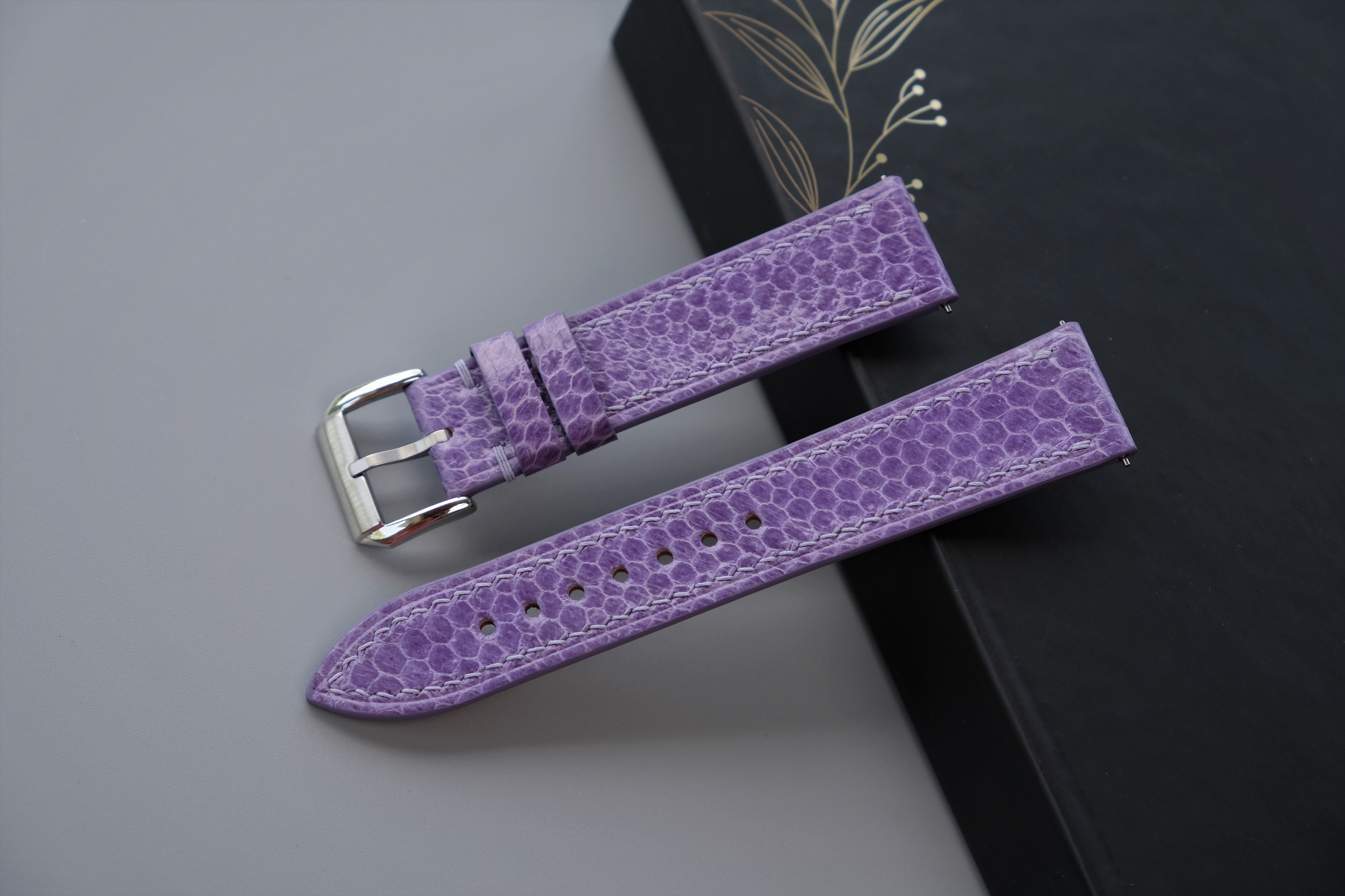 Purple Snakeskin Leather Watch Strap - Custom Sizes From 26mm to 12mm