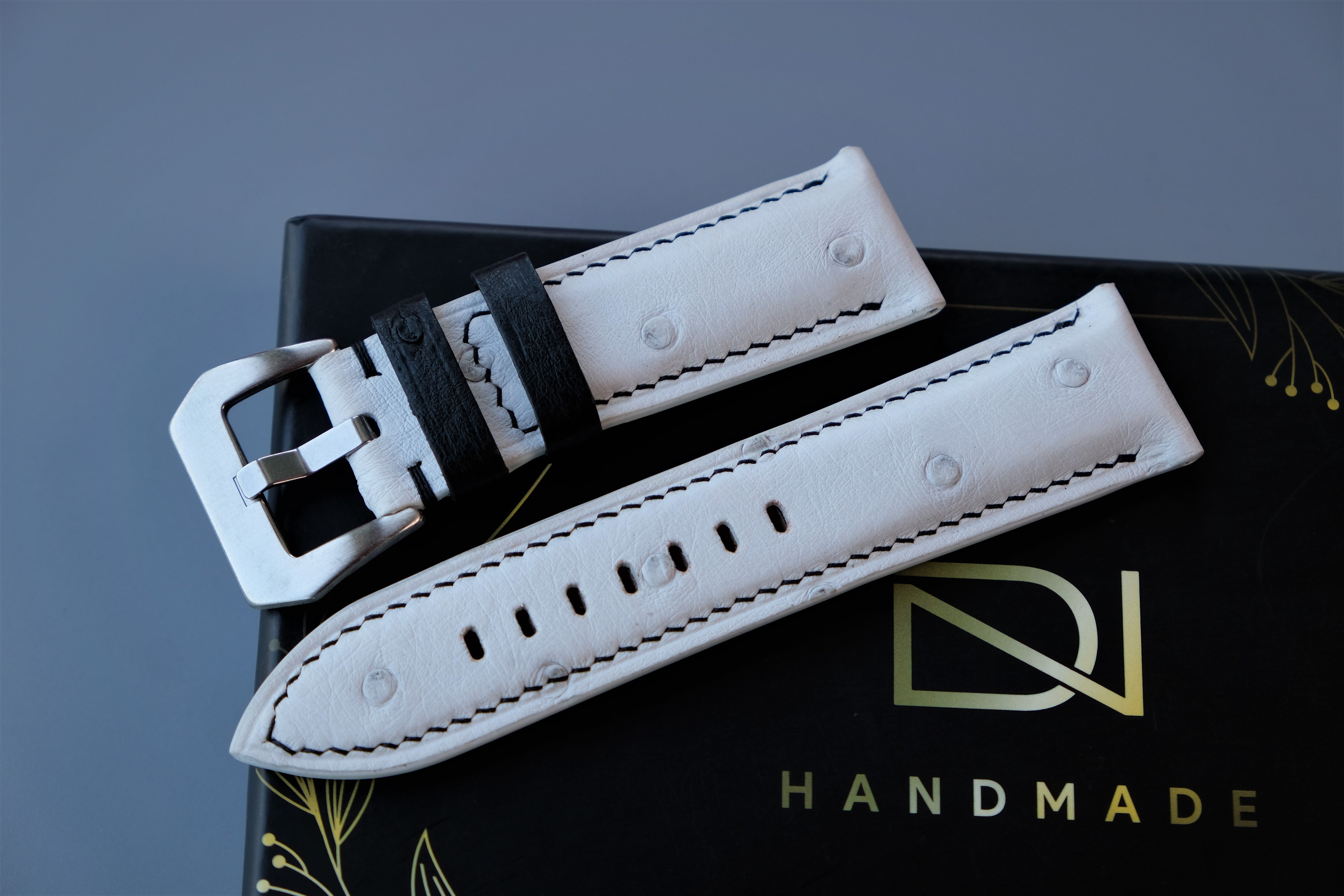 White Ostrich Leather Watch Strap For PANERAI
