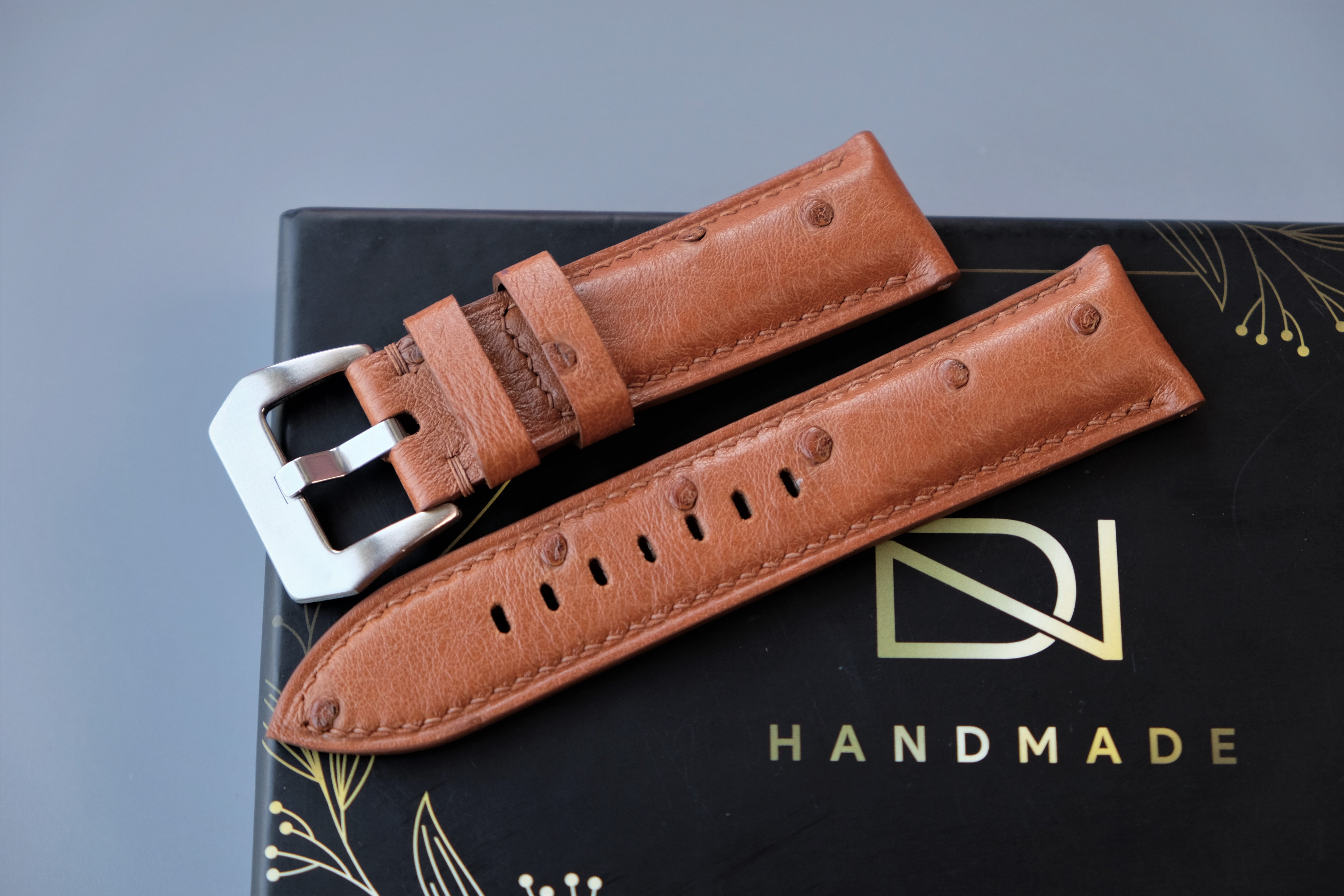 Light Brown Ostrich Leather Watch Strap For PANERAI