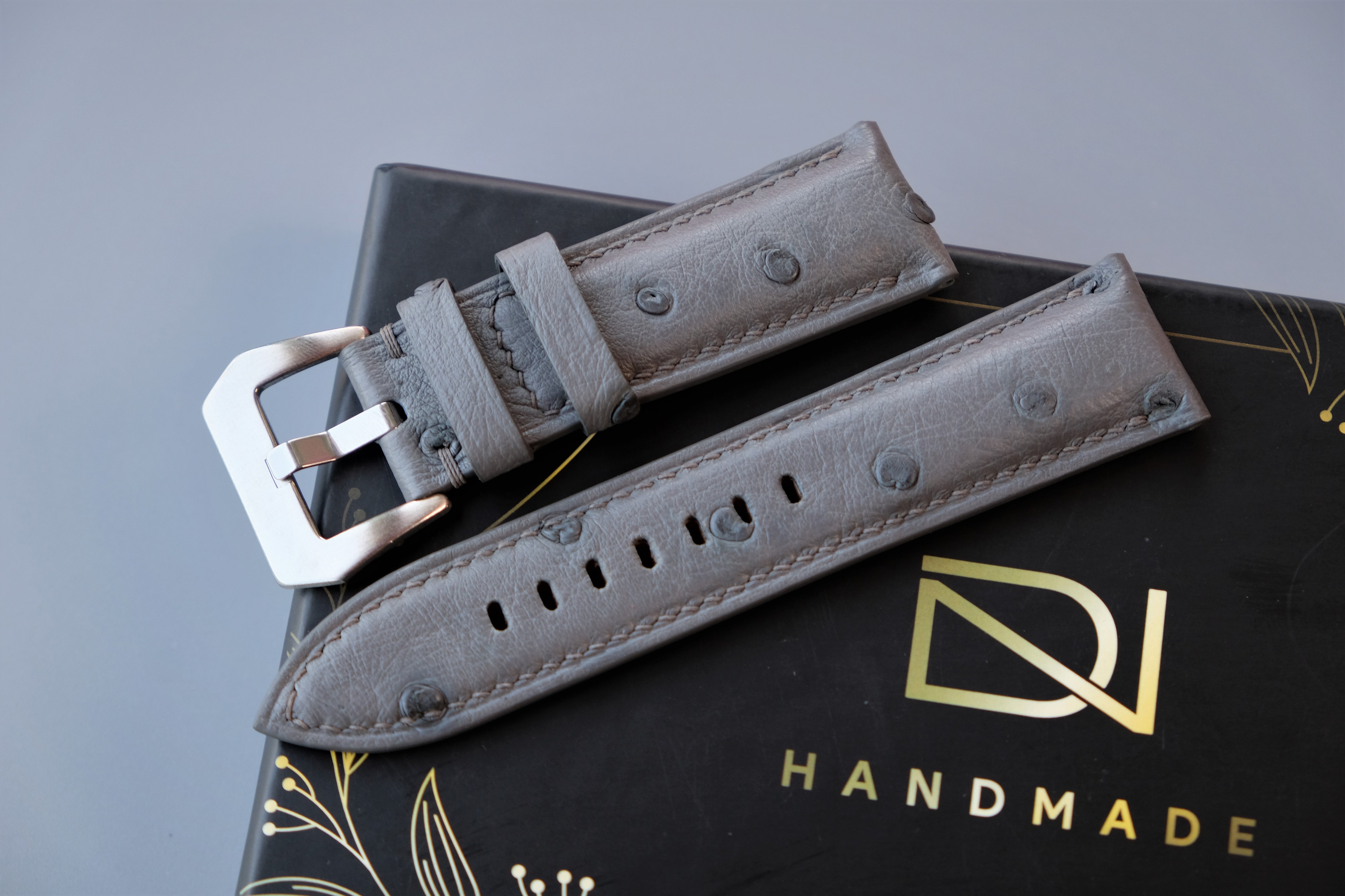Gray Ostrich Leather Watch Strap For PANERAI
