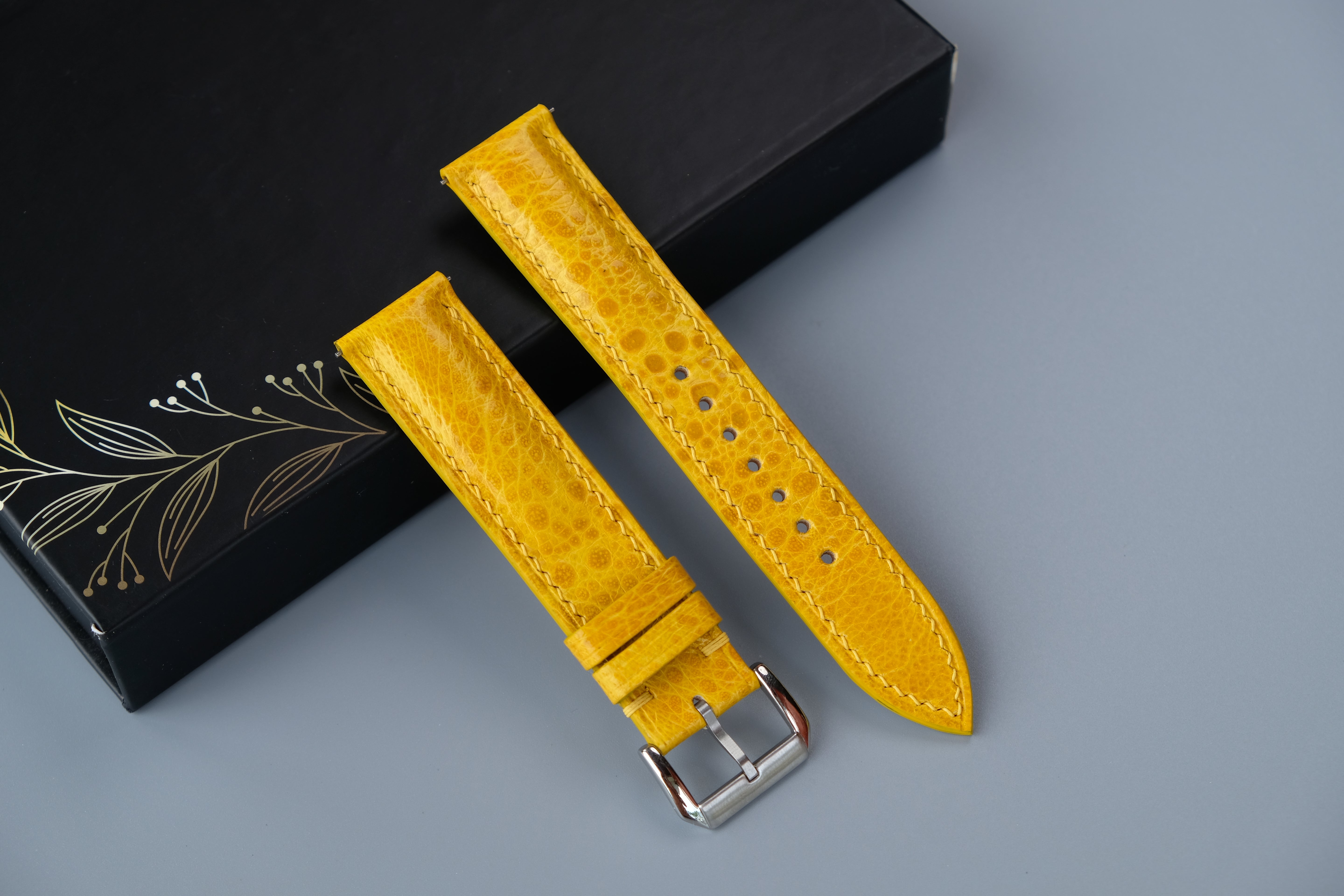 Custom Yellow Toad Leather Watch Strap