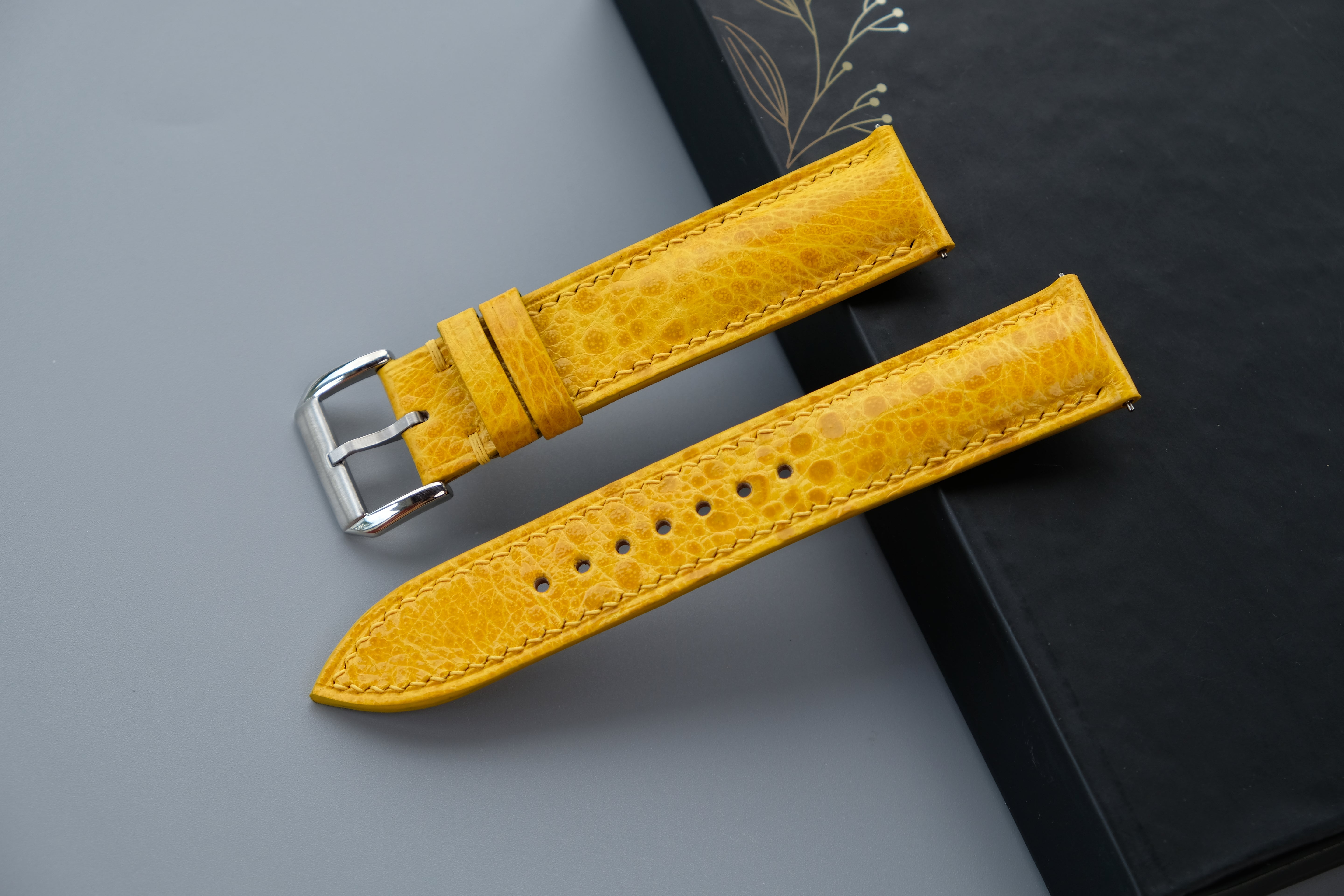 Custom Yellow Toad Leather Watch Strap