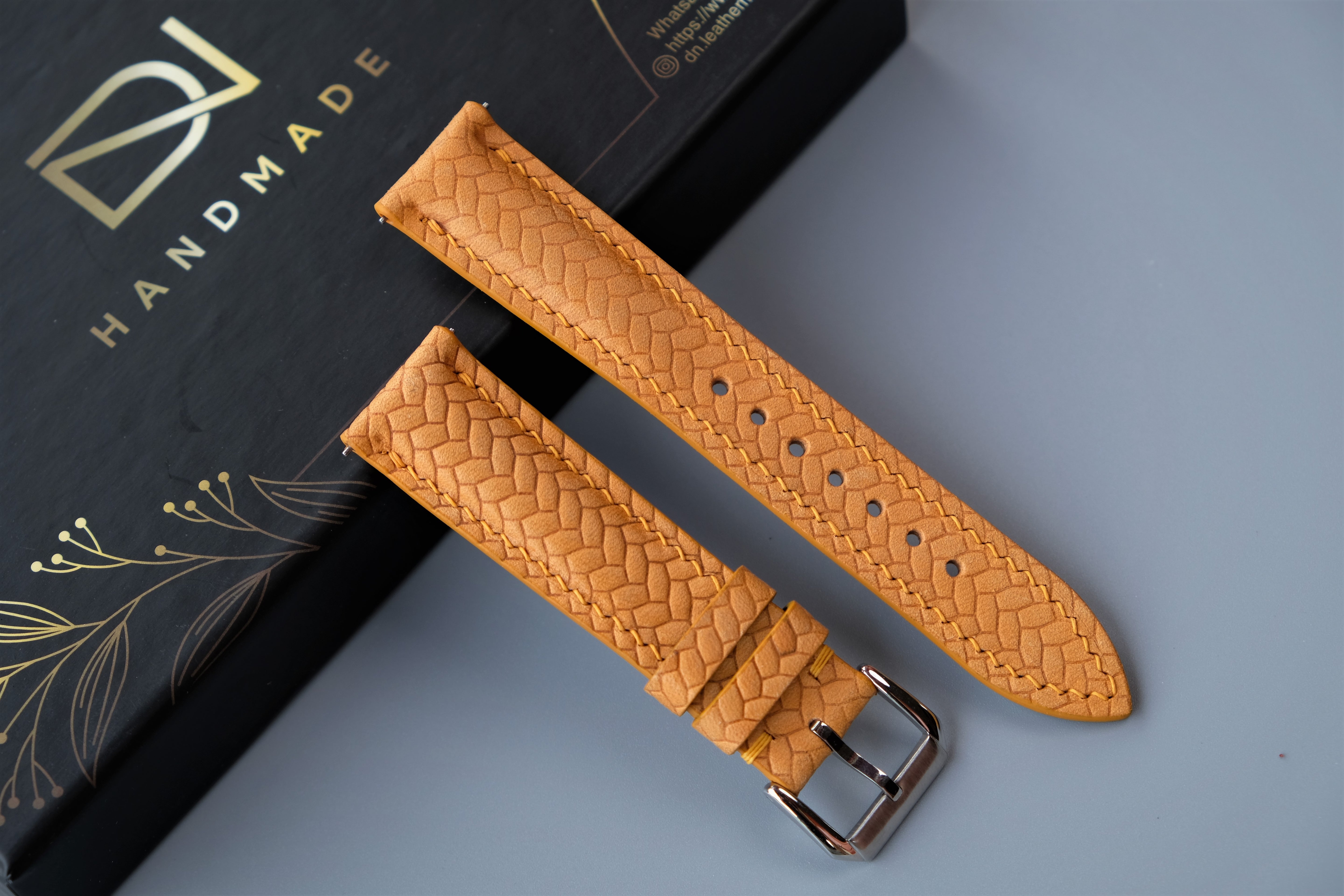 Yellow Maya Leather Watch Strap – Custom Sizes 10mm to 26mm