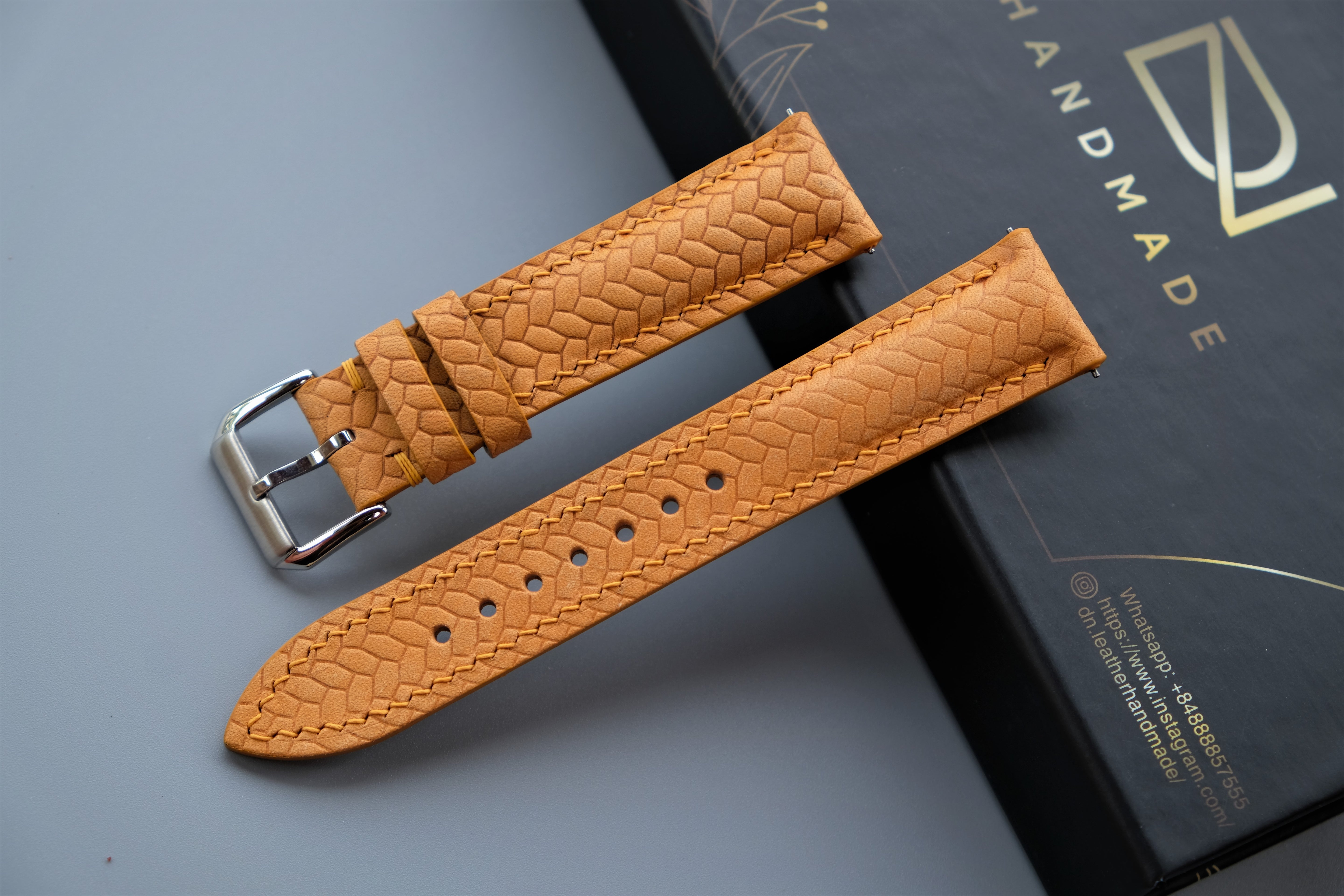 Yellow Maya Leather Watch Strap – Custom Sizes 10mm to 26mm
