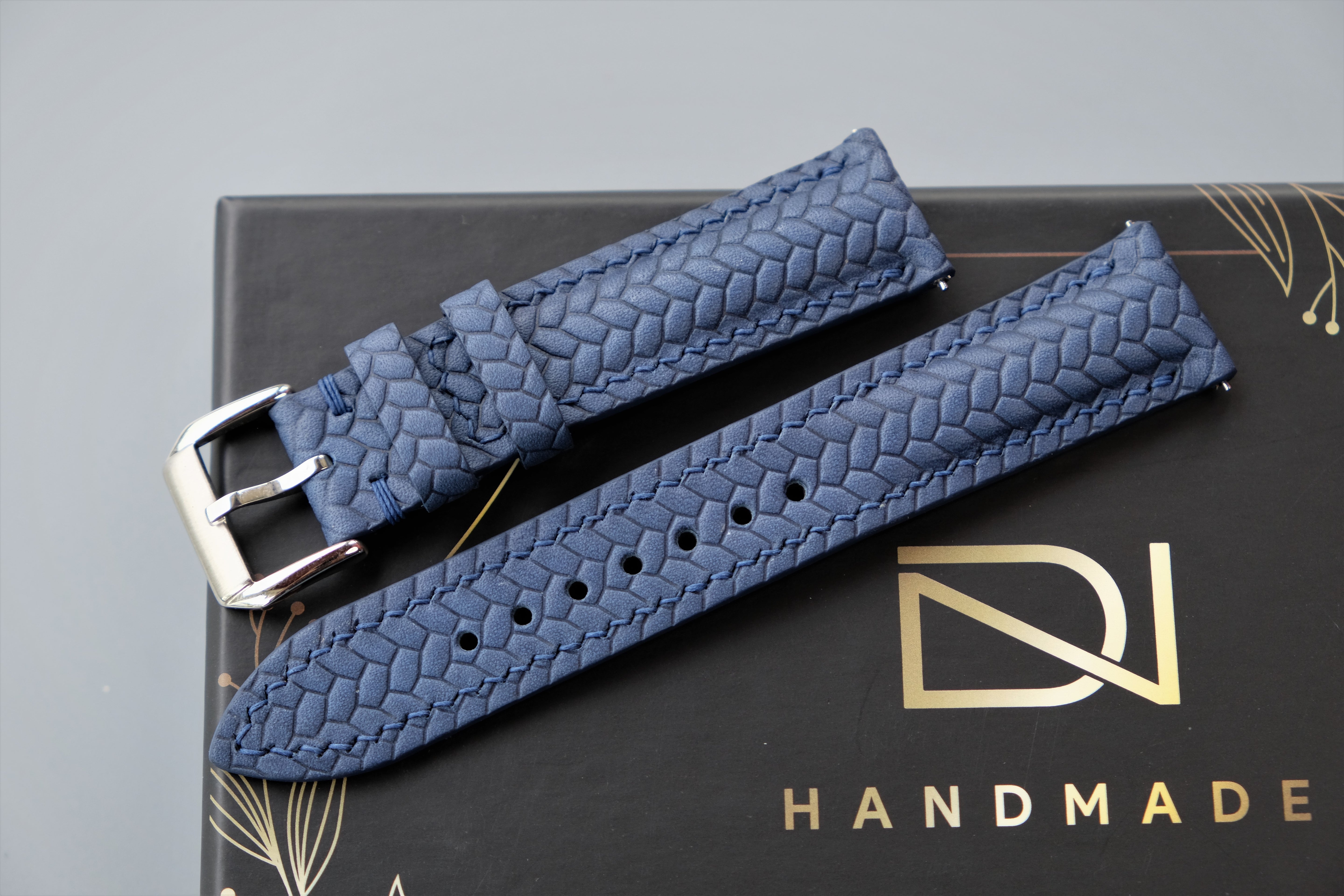 Navy Blue Maya Leather Watch Strap – Custom Sizes 10mm to 26mm