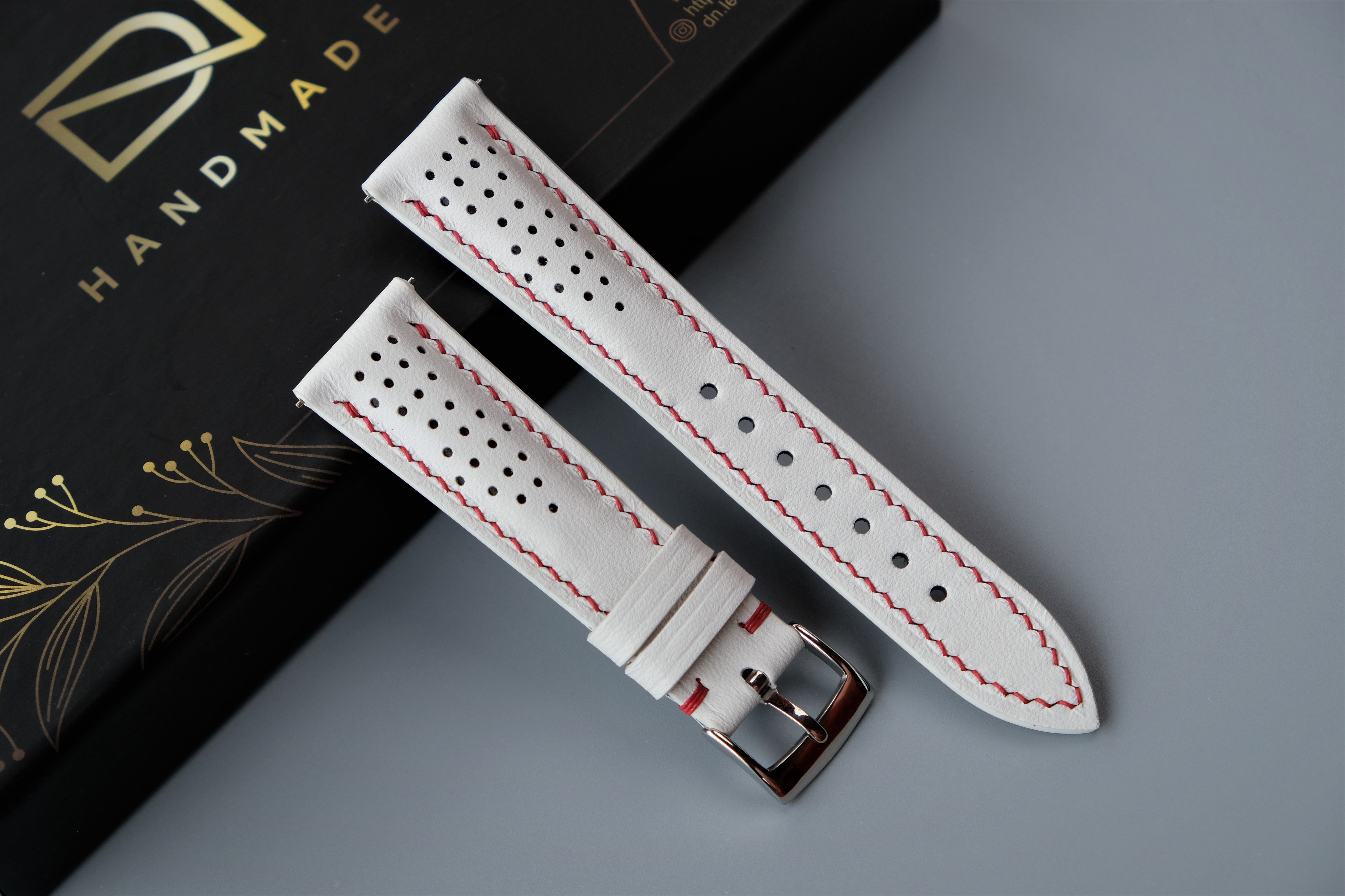 Rally White CALF Leather Watch Strap