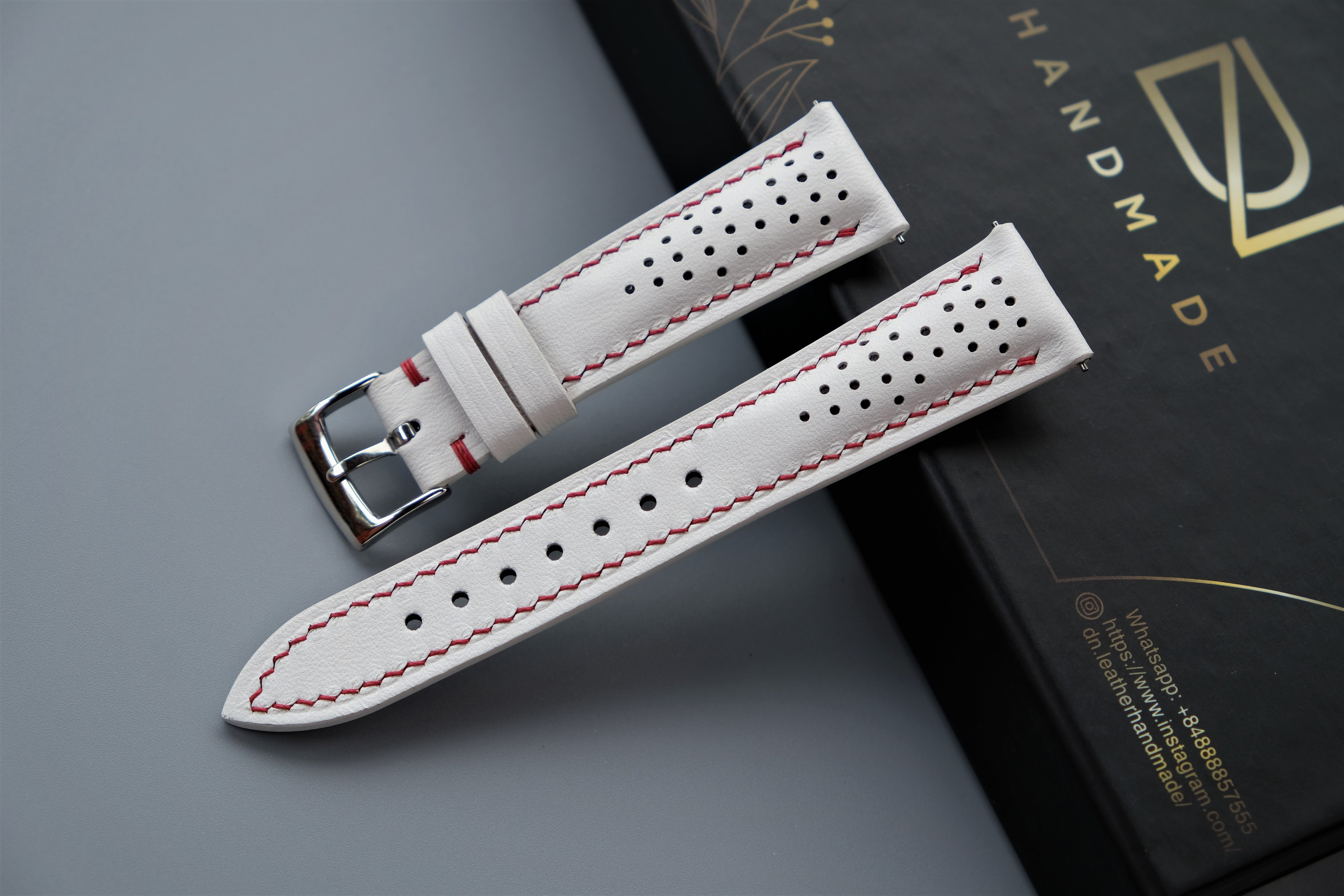 Rally White CALF Leather Watch Strap