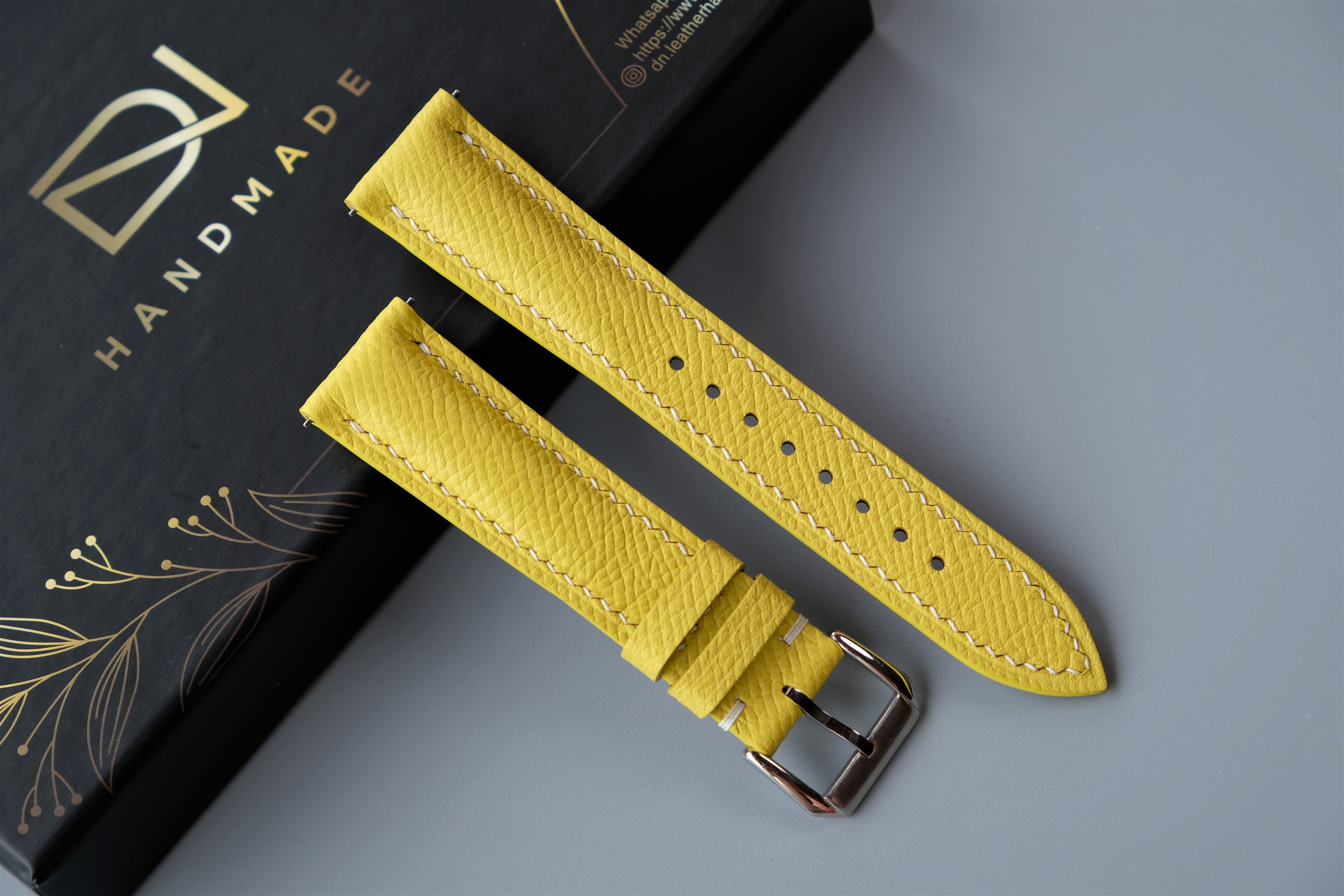 Yellow Epsom Leather Watch Strap – Custom Sizes 10mm to 26mm