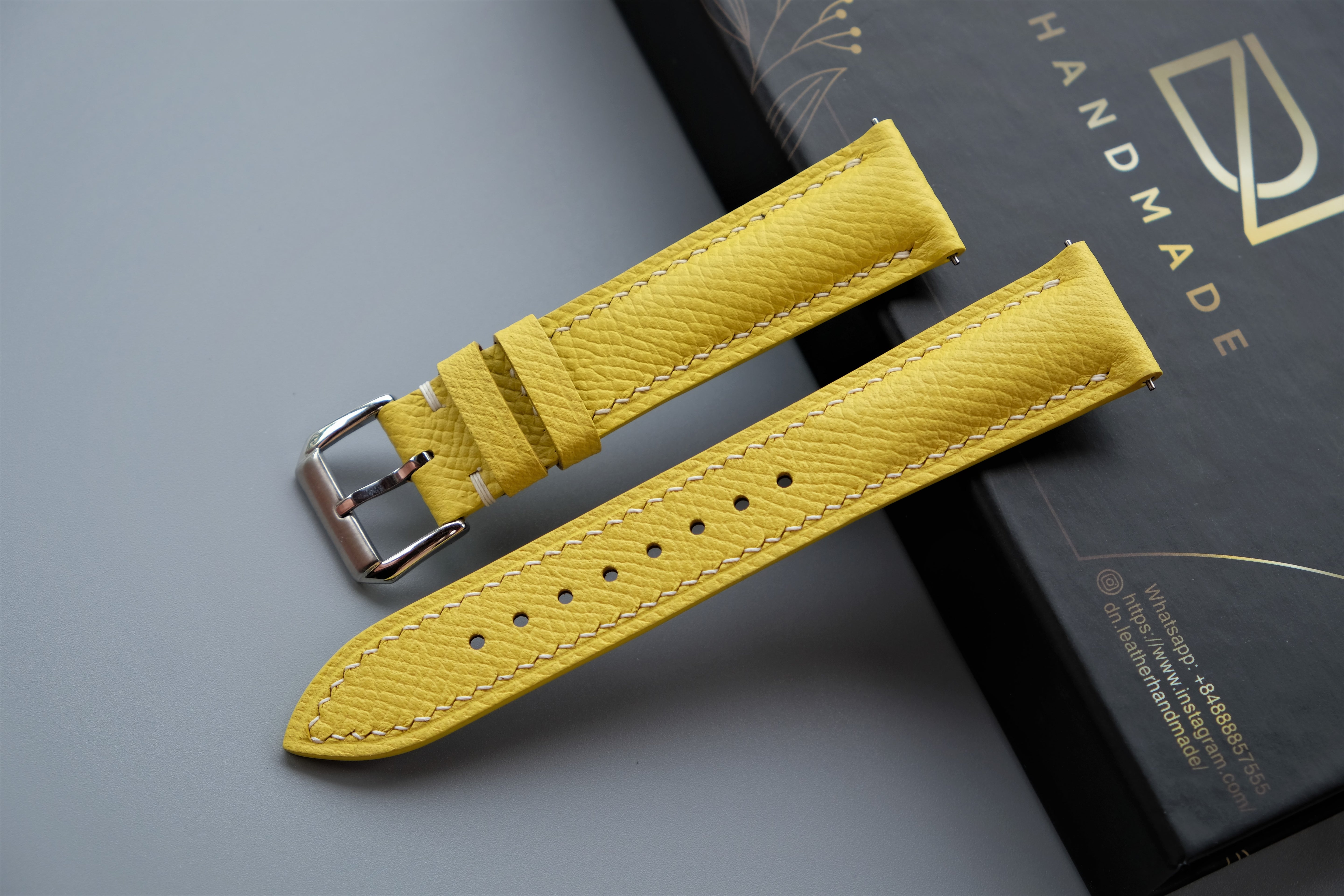 Yellow Epsom Leather Watch Strap – Custom Sizes 10mm to 26mm