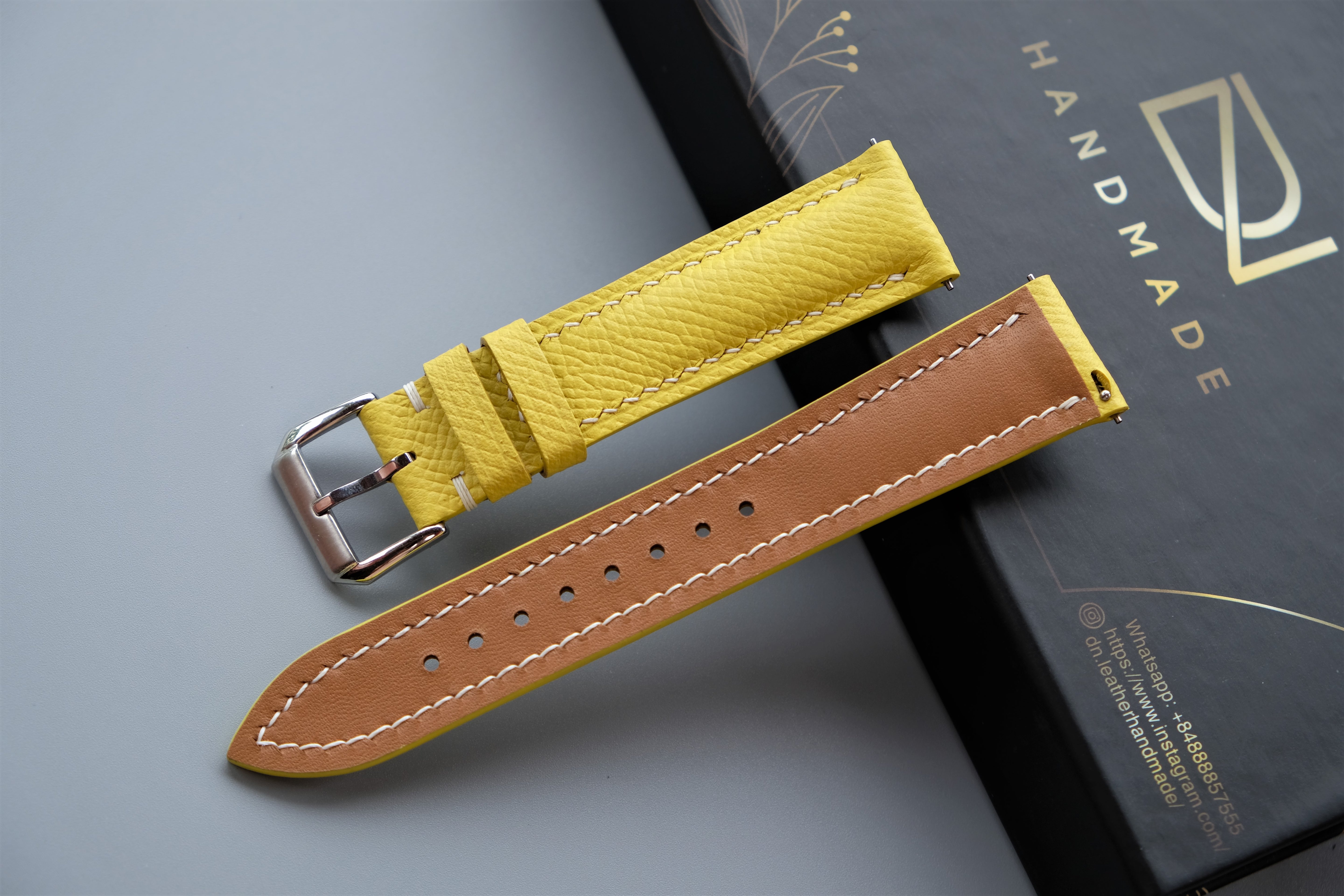 Yellow Epsom Leather Watch Strap – Custom Sizes 10mm to 26mm