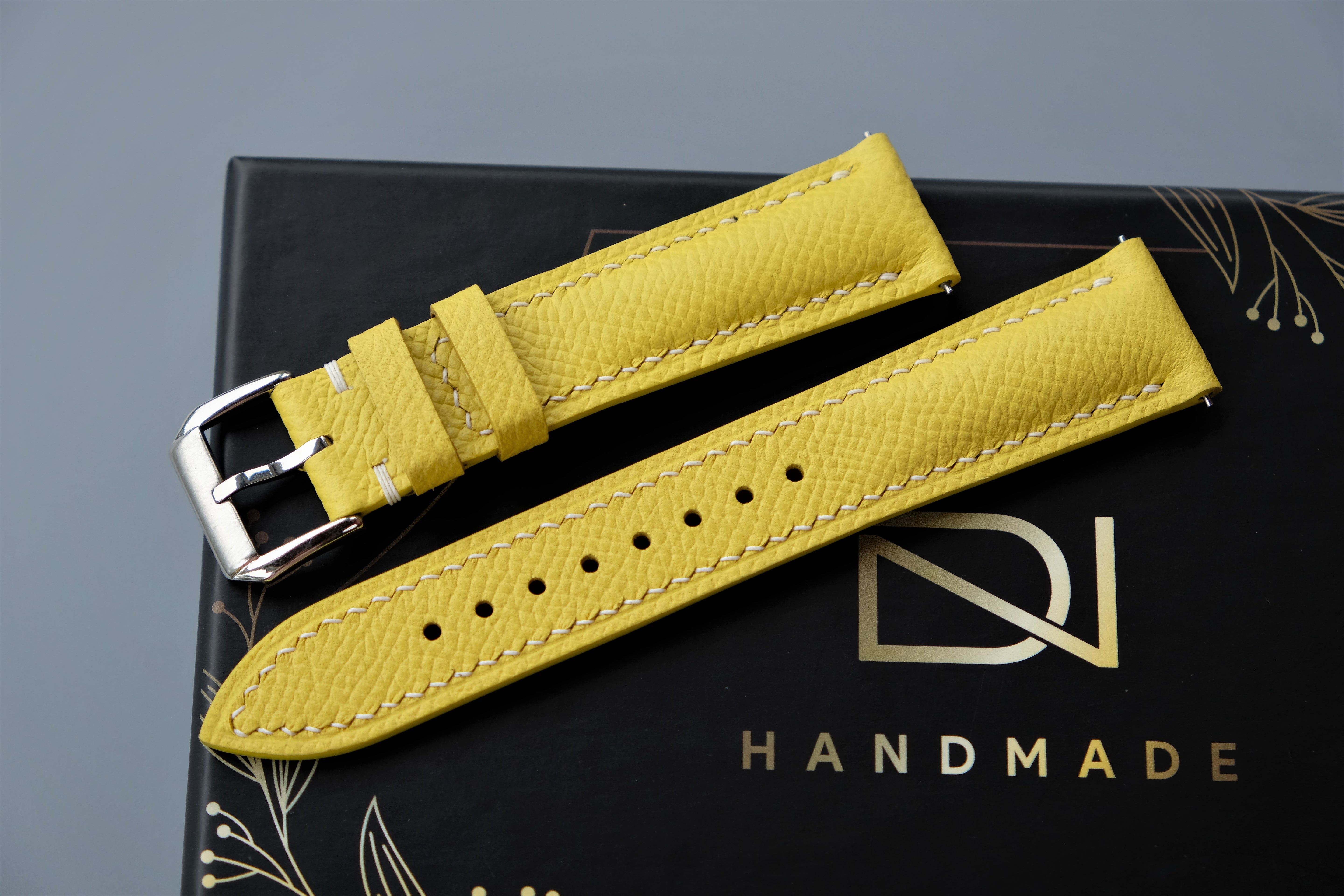 Yellow Epsom Leather Watch Strap – Custom Sizes 10mm to 26mm