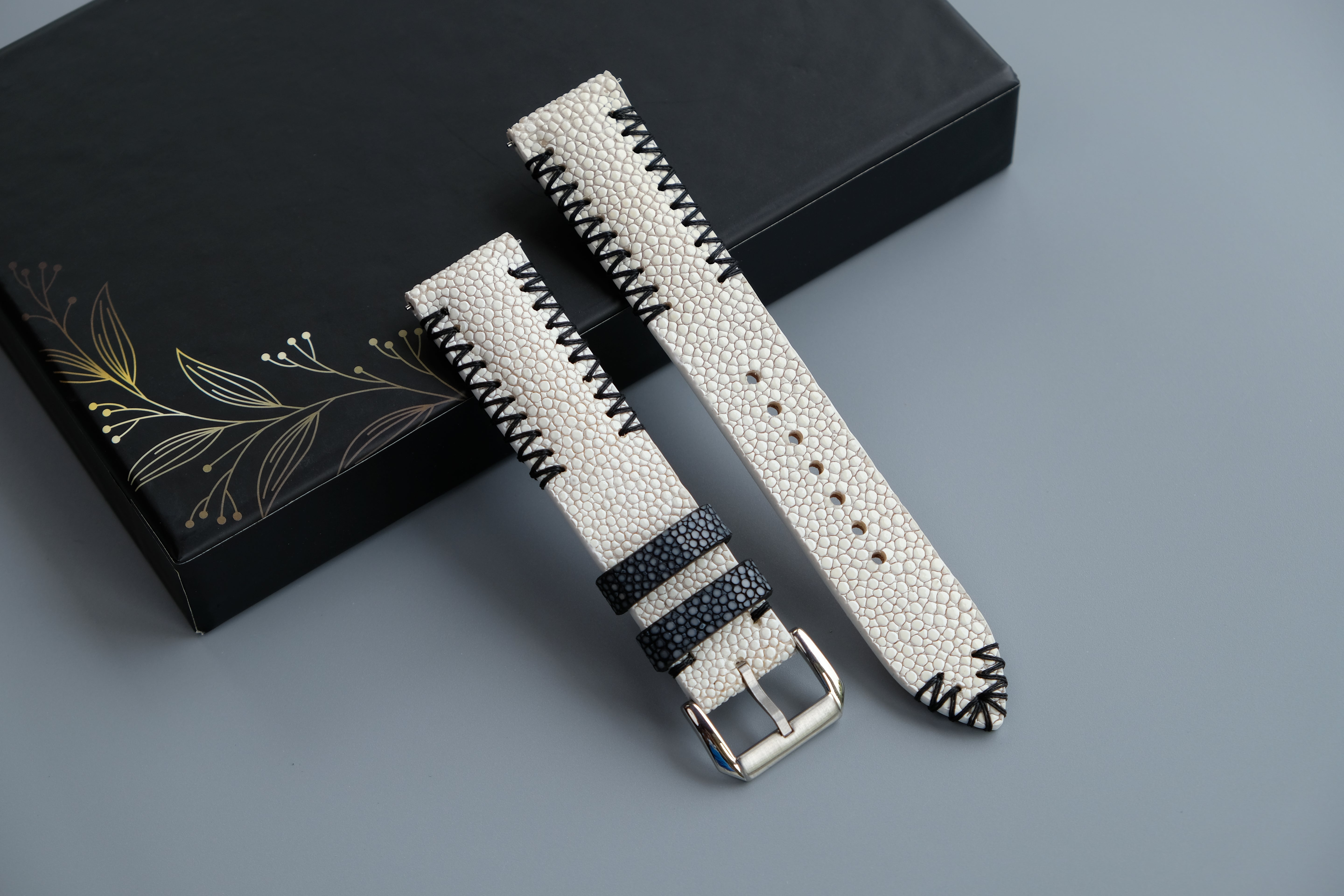 Handmade Milk White Stingray Watch Strap – Custom Size 16mm to 26mm