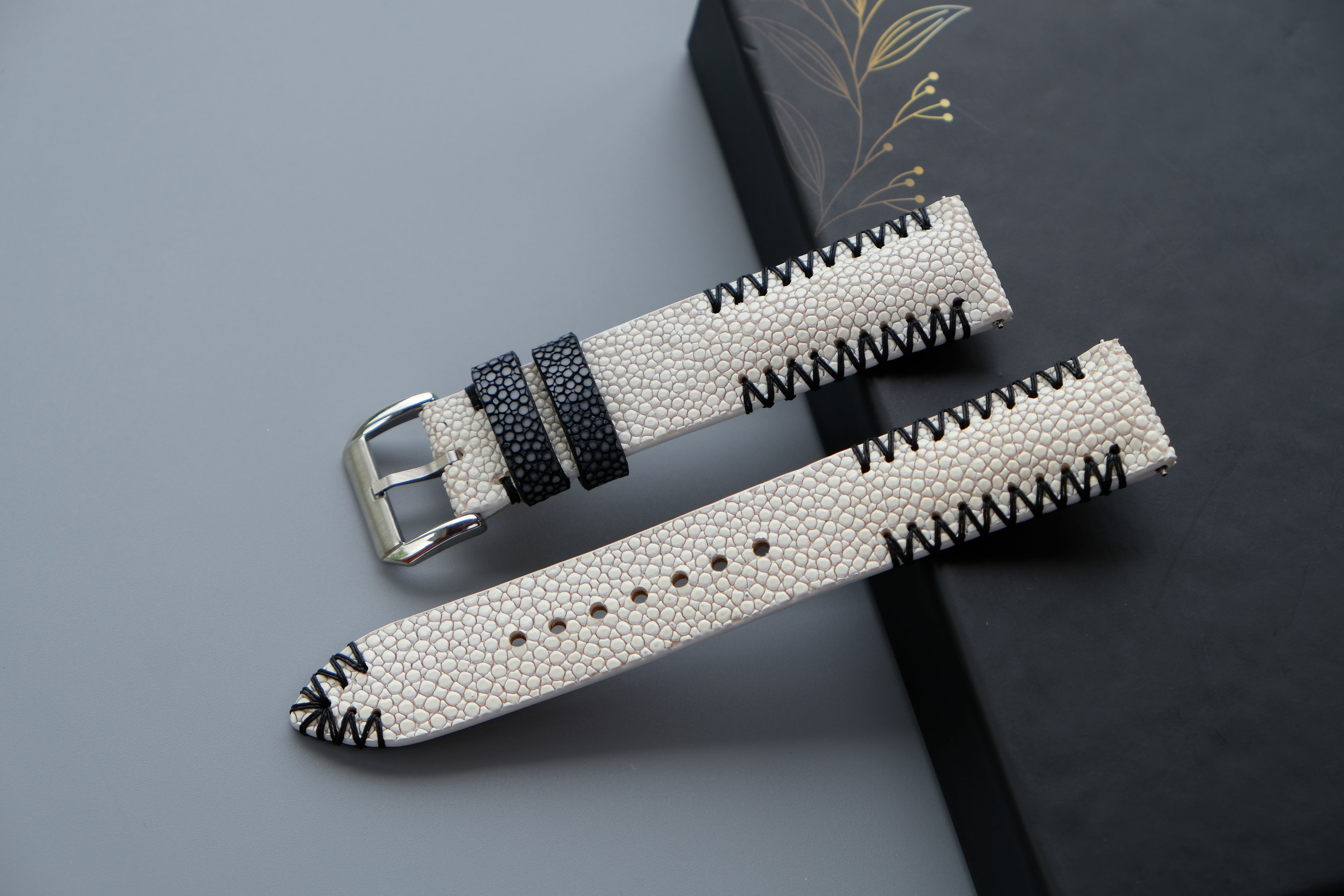 Handmade Milk White Stingray Watch Strap – Custom Size 16mm to 26mm