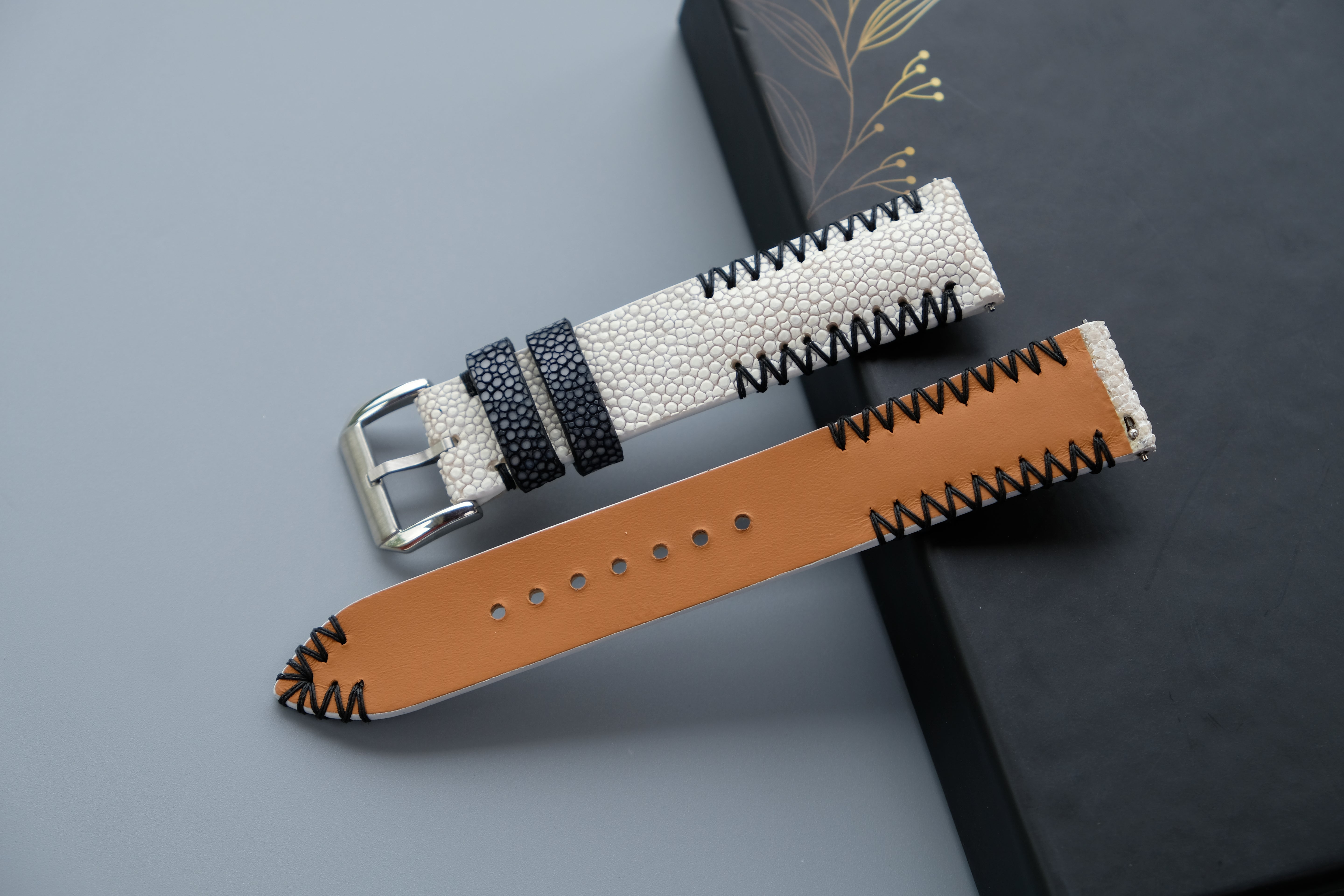 Handmade Milk White Stingray Watch Strap – Custom Size 16mm to 26mm