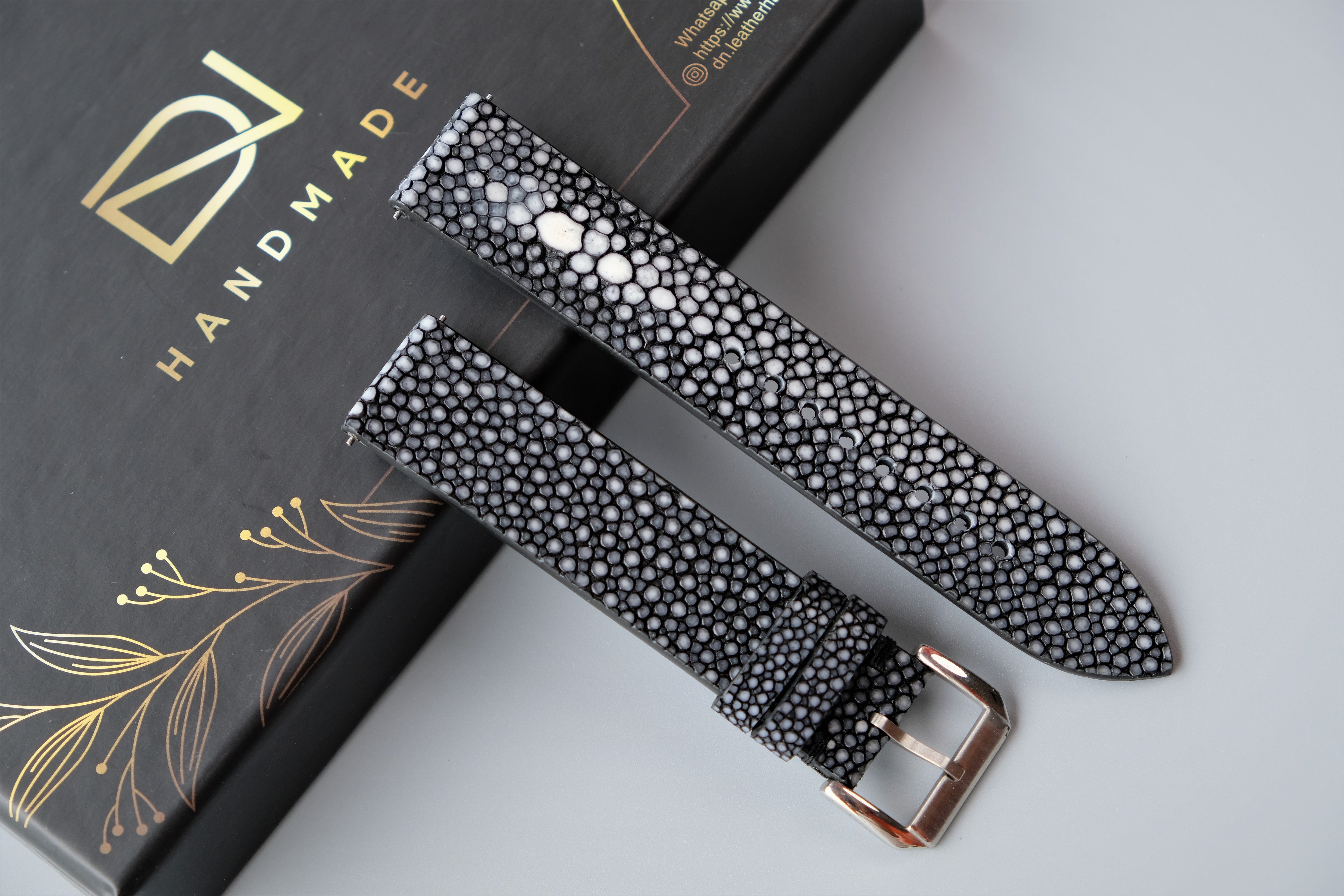 Black Stingray Watch Strap 1 Pearl In The Center