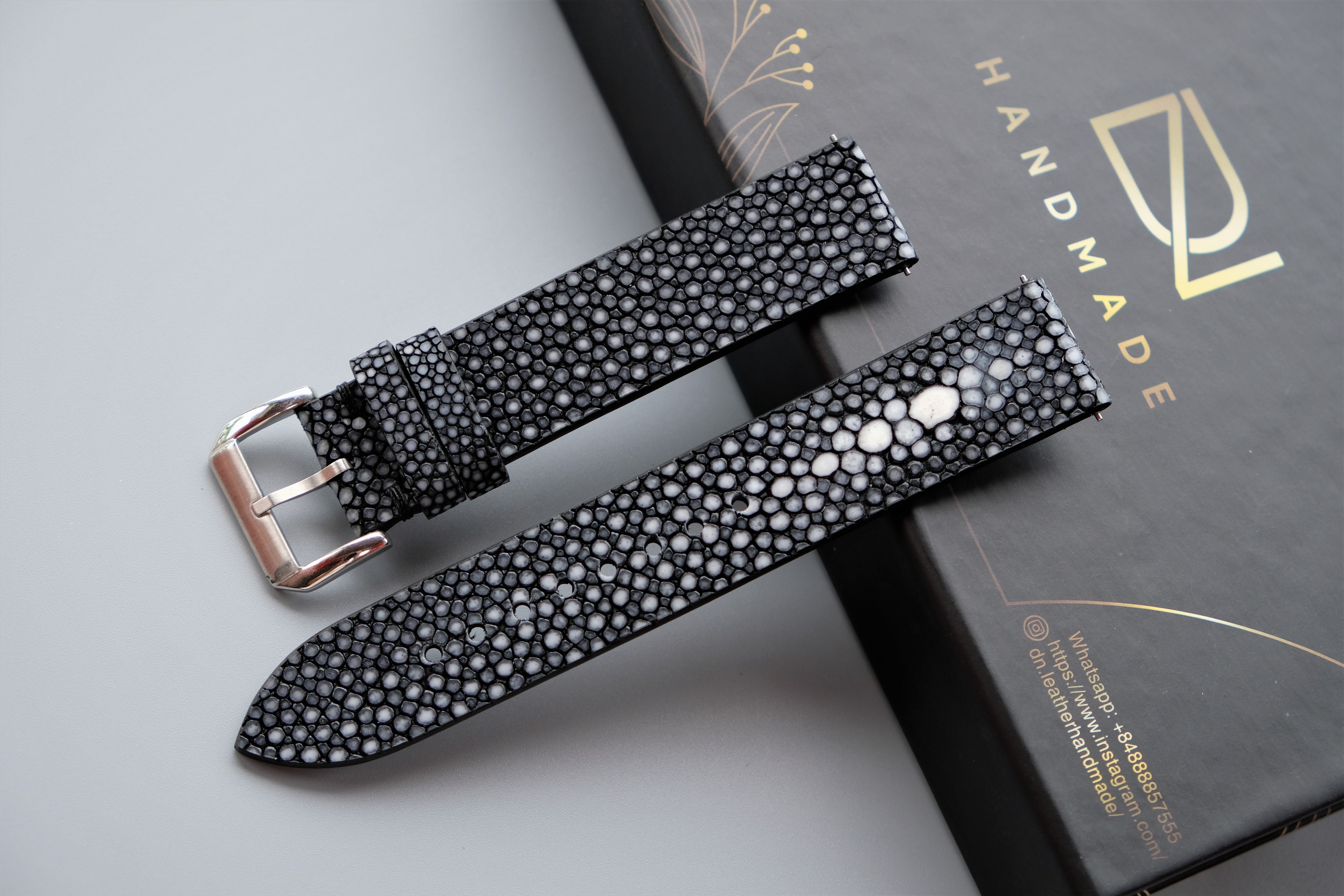 Black Stingray Watch Strap 1 Pearl In The Center
