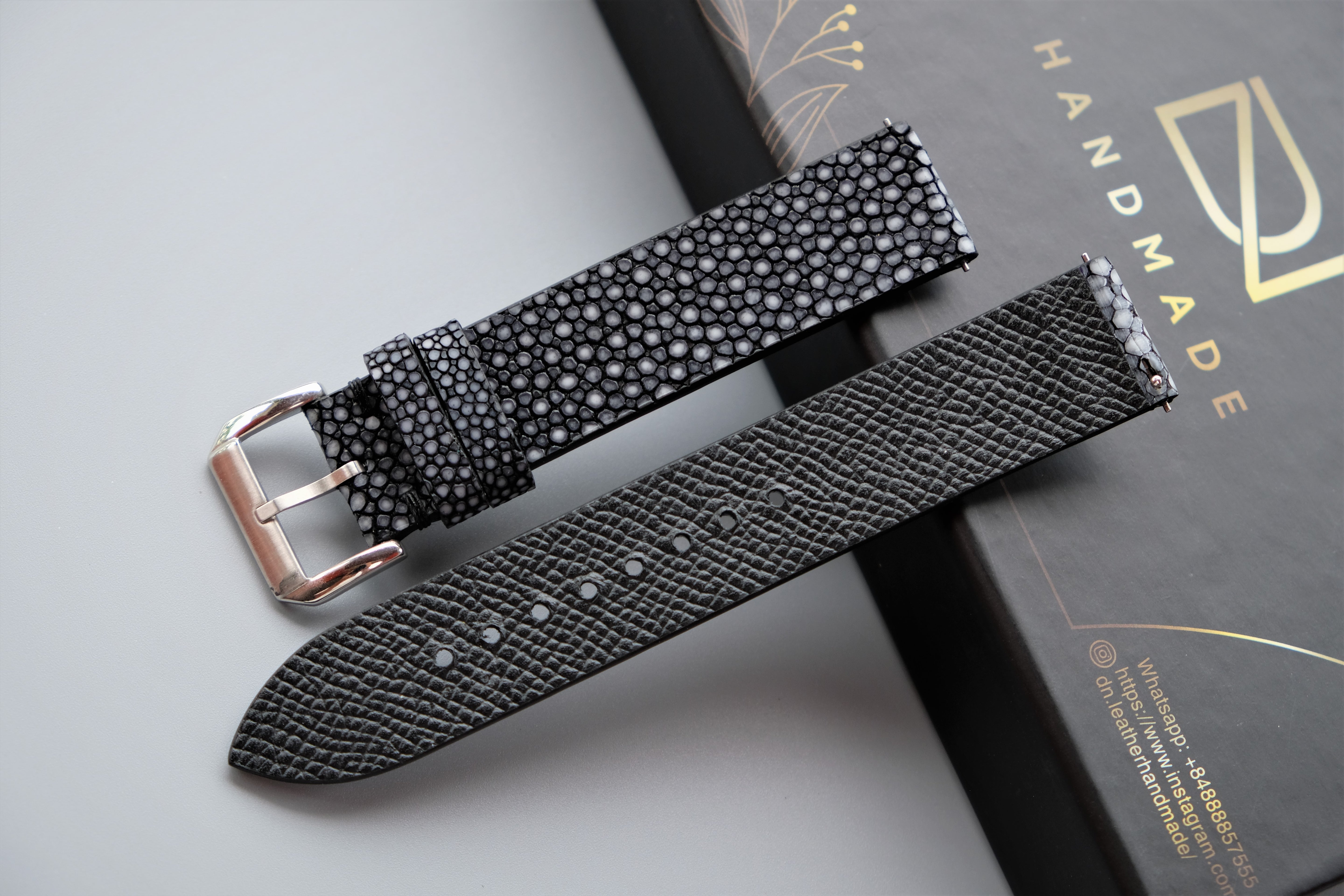 Black Stingray Watch Strap 1 Pearl In The Center